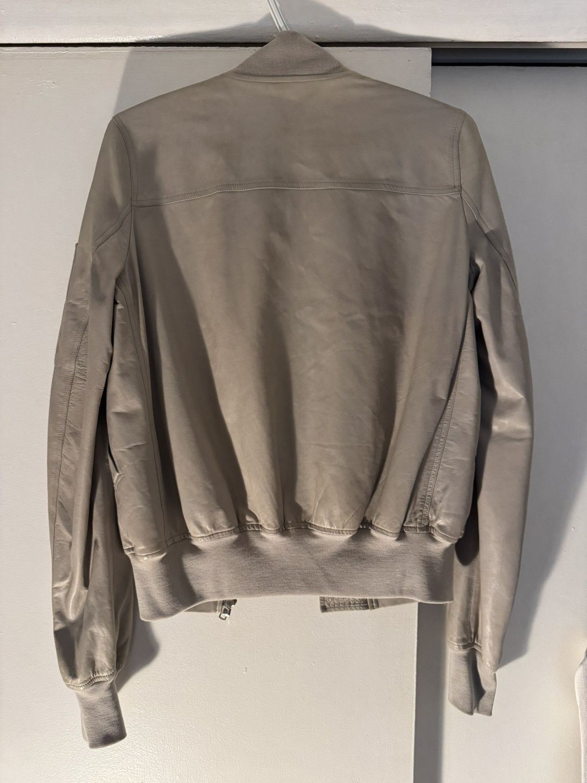 Rick Owens S Lamb leather / virgin wool bomber jacket in Pearl Size S / US 4 / IT 40 - 3 Thumbnail
