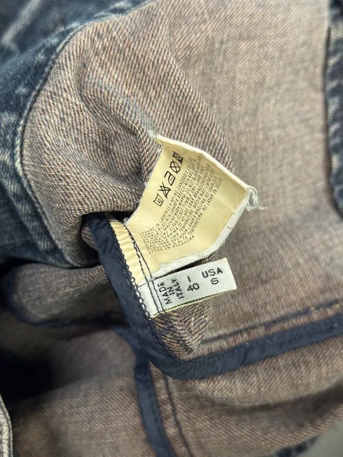 2000s Armani Samurai Buttoned Zip Faded Denim Jacket