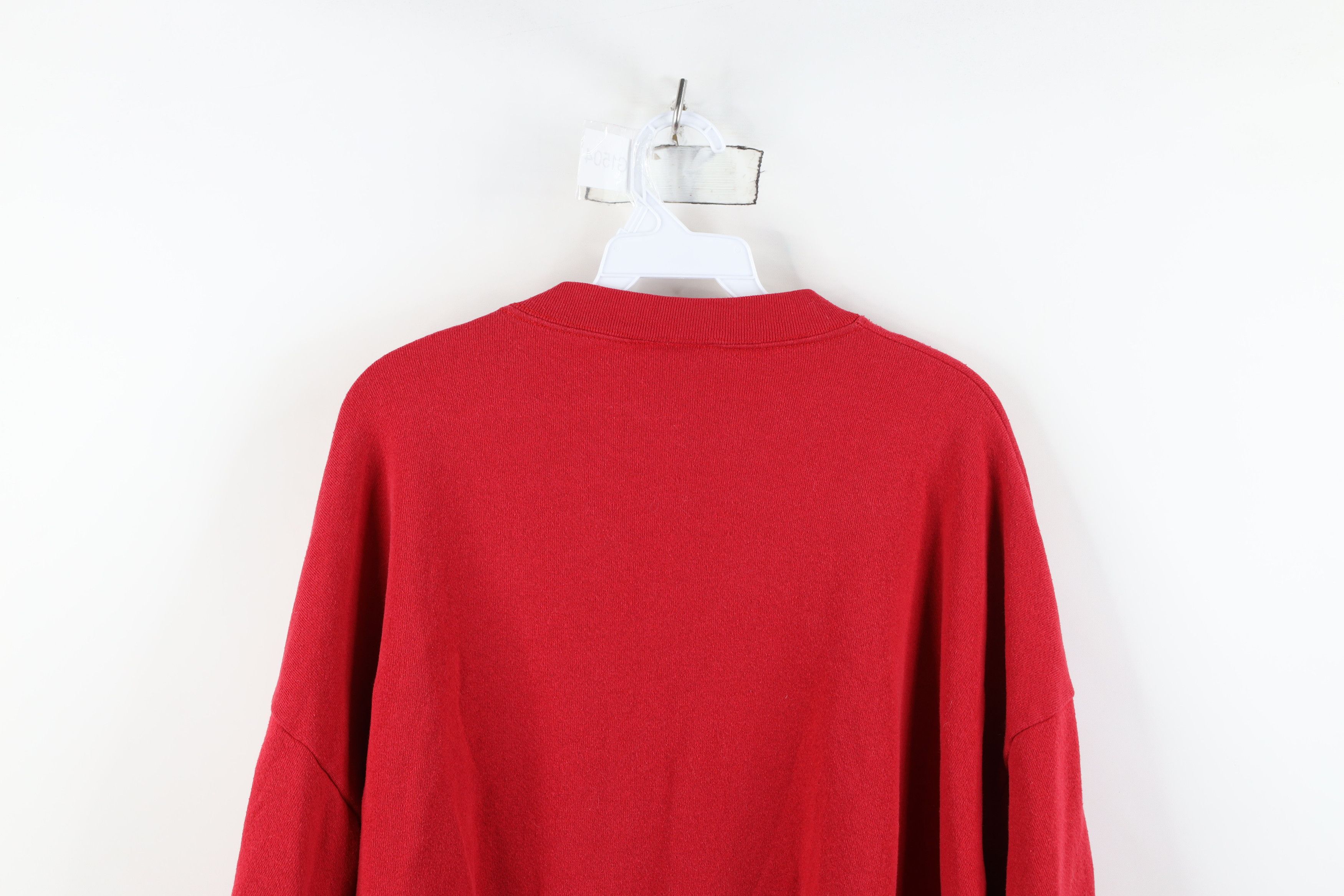 Vintage Vintage 90s Christmas Patchwork Claus Sweatshirt Red USA Size 3XL / US 20-22 - 12 Thumbnail