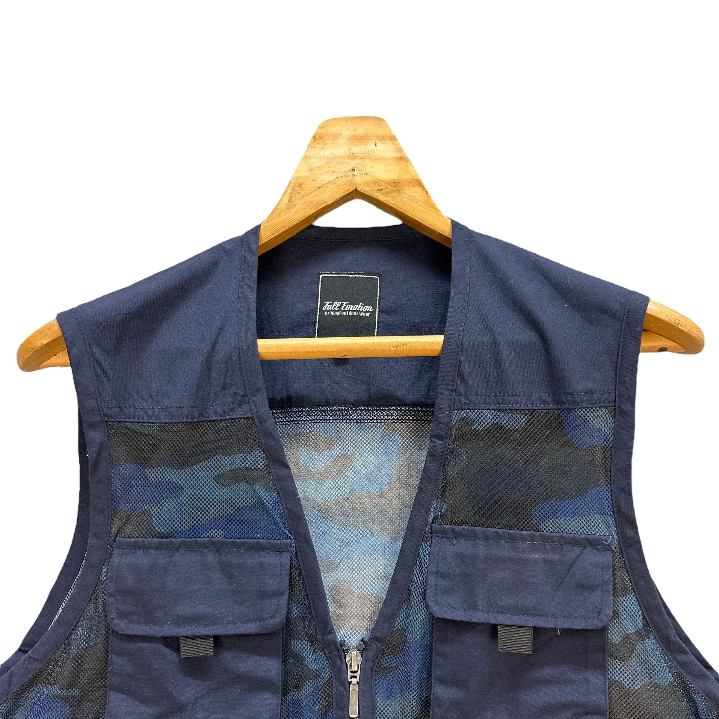 Japanese Brand FULL EMOTION Blue Camo Utility Mesh Vest #A3-0073 Size US M / EU 48-50 / 2 - 2 Thumbnail