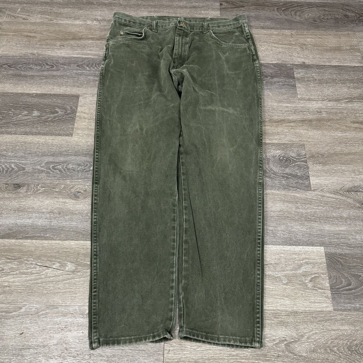 Vintage × Wrangler Vintage 90d Wrangler olive green wide leg essential jeans Size US 36 / EU 52 - 2 Thumbnail