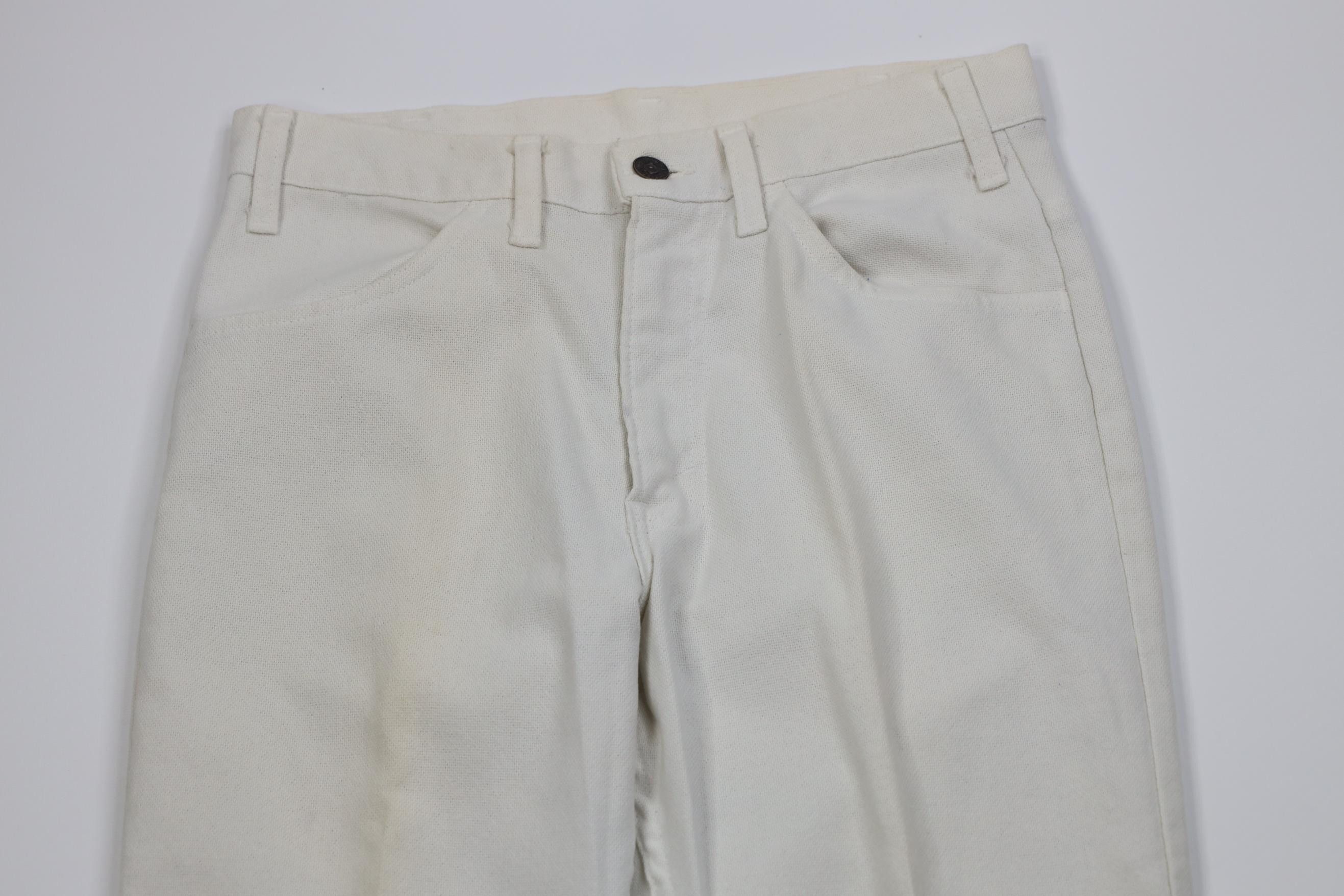 Levi's Vintage 70s Levis Knit Bell Bottoms Chino Pants White USA Size US 30 / EU 46 - 2 Thumbnail