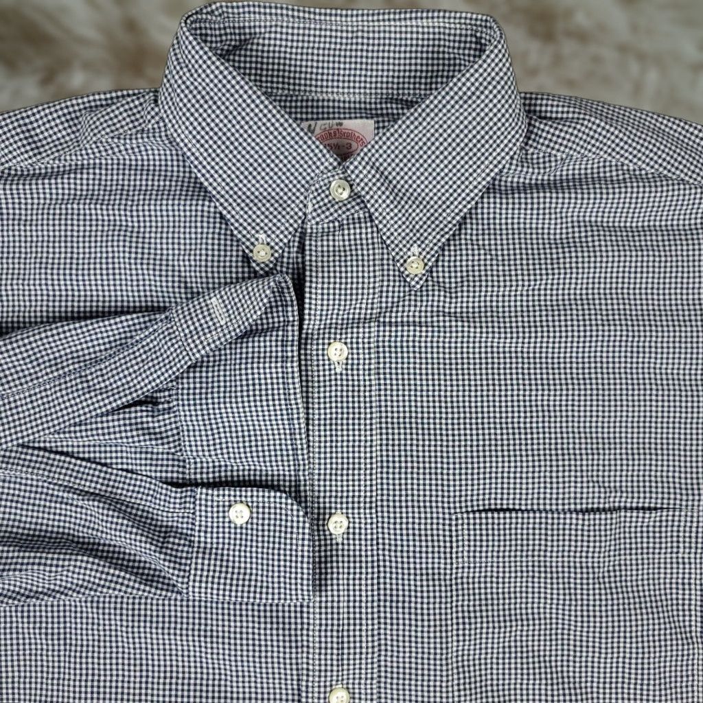 Brooks Brothers VINTAGE Brooks Brothers Dress Shirt Mens 15.5 Blue Check Long Sleeve Casual Business Wedding Men's Size 40R - 1 Thumbnail