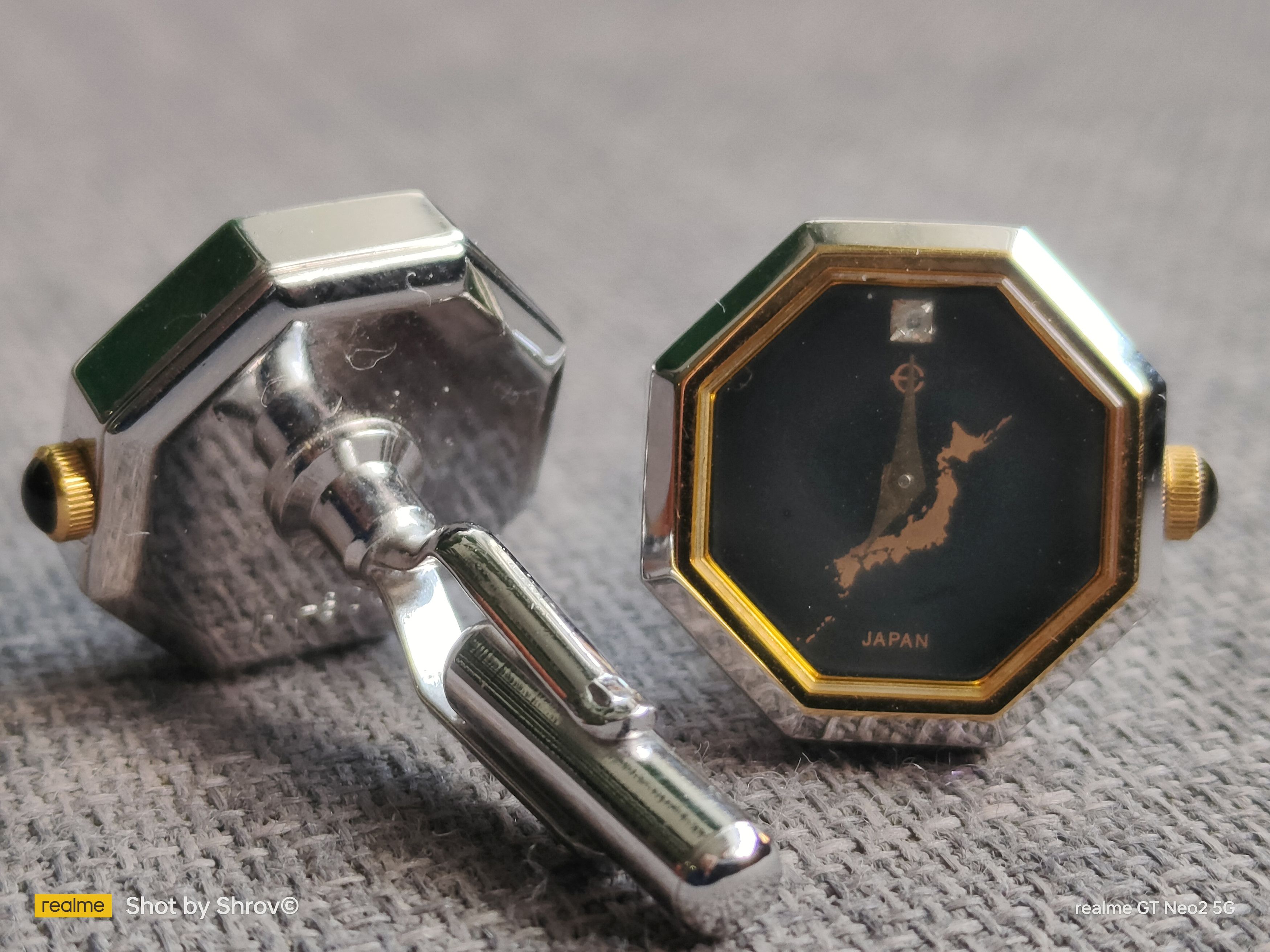 Elgin National Watch Company VINTAGE ELGIN CUFFLINKS 1980s RARE UNIT Elgin World Time Size ONE SIZE - 2 Thumbnail