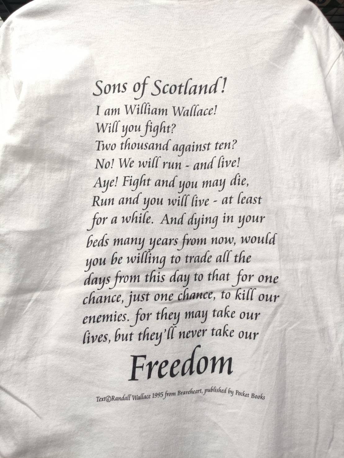 Vintage Vtg 90's Braveheart " Freedom " Randall Wallace Movie Promo Size US M / EU 48-50 / 2 - 9 Thumbnail
