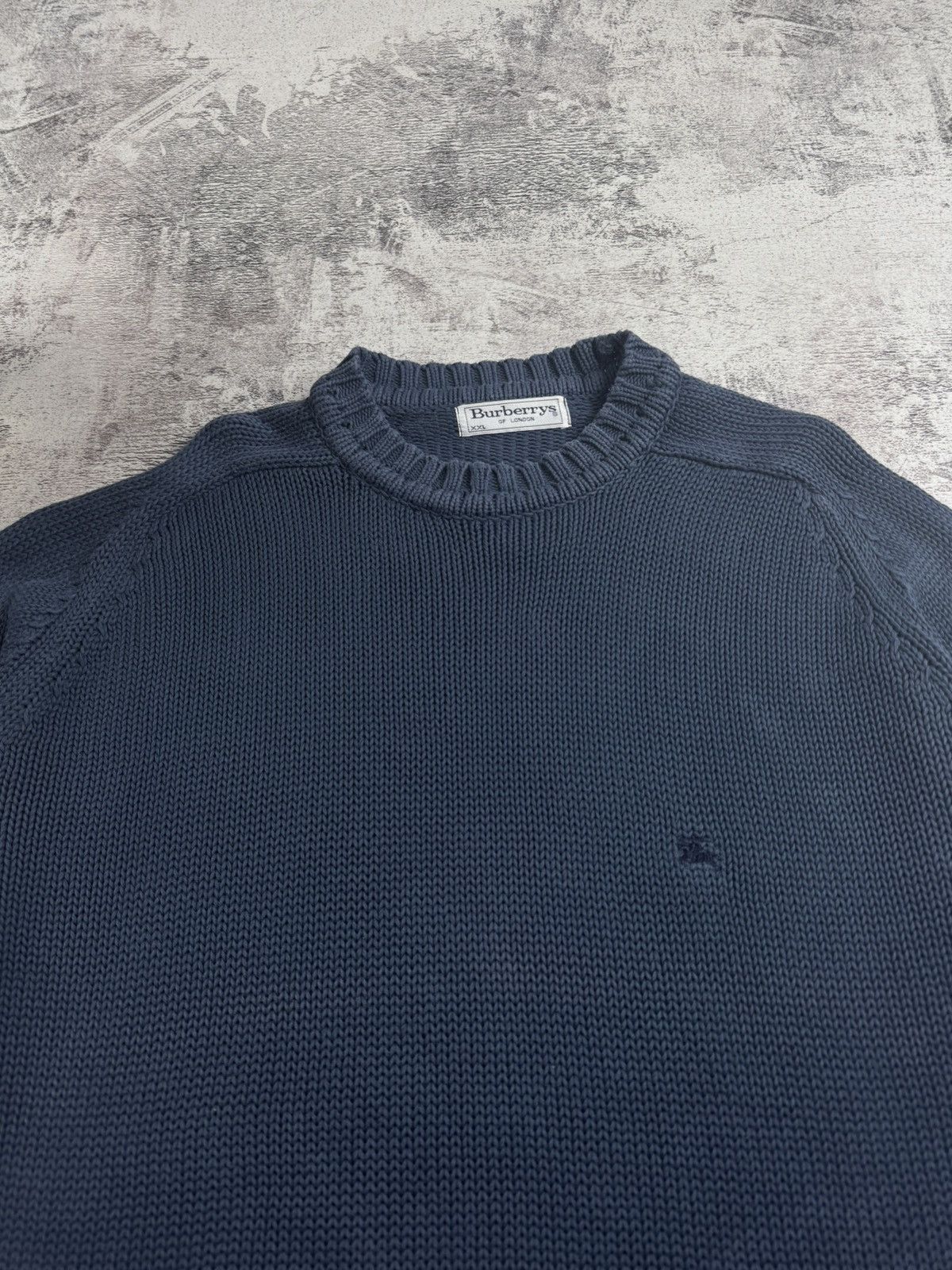 Burberry Burberrys Vintage 90s Men’s XXL Blue Knitted Cotton Sweatshirt Sweater Pullover Size US XXL / EU 58 / 5 - 5 Thumbnail