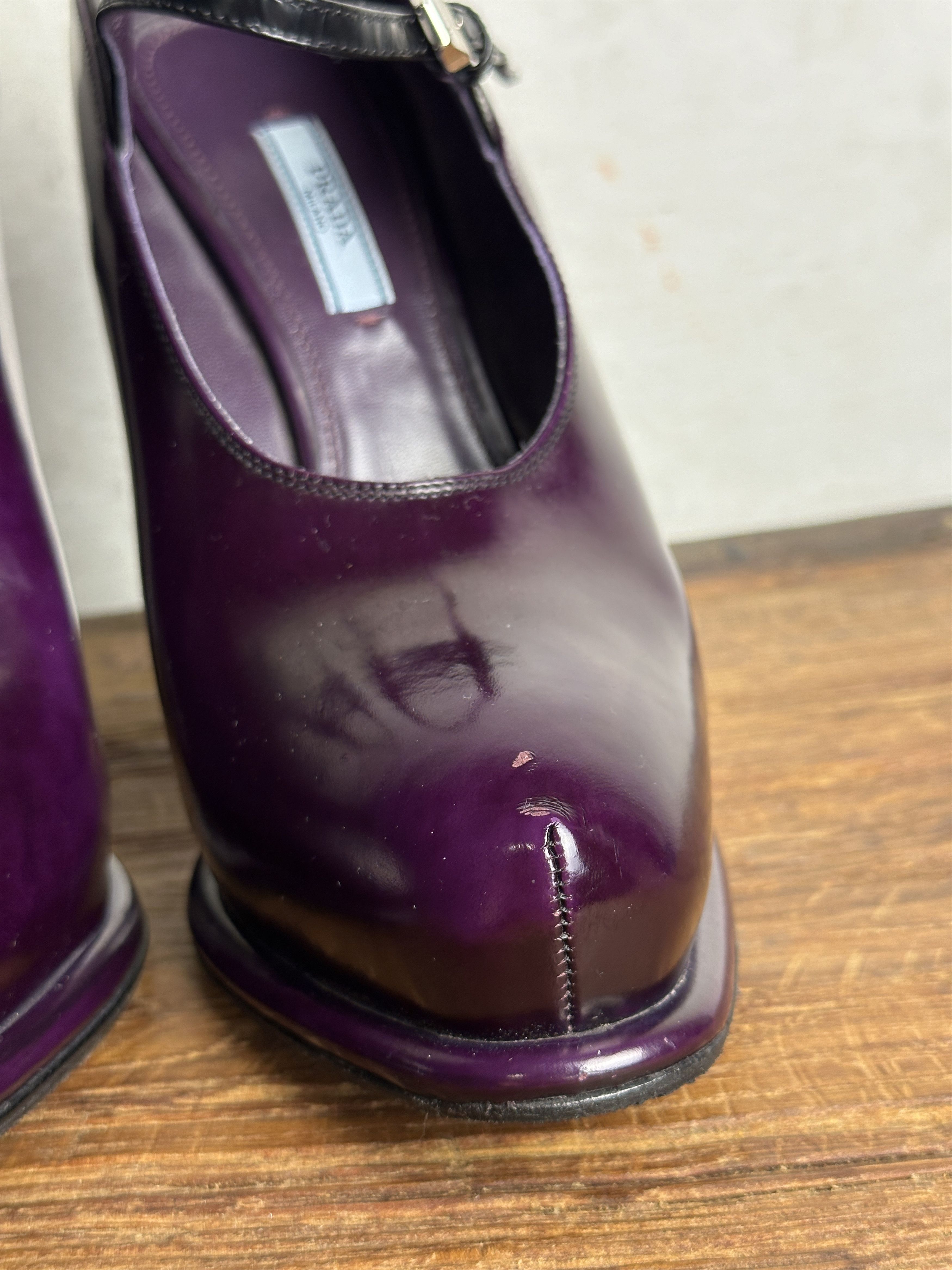 Prada FW12 Runway Purple Patent Leather Mary Jane Heels