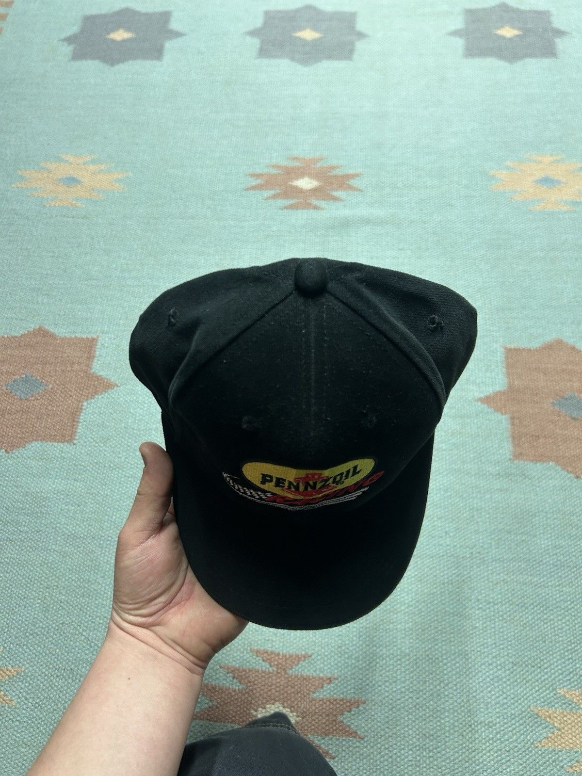 Vintage Vtg strapback hat Pennzoil Racing logo nascar black cotton Size ONE SIZE - 3 Thumbnail