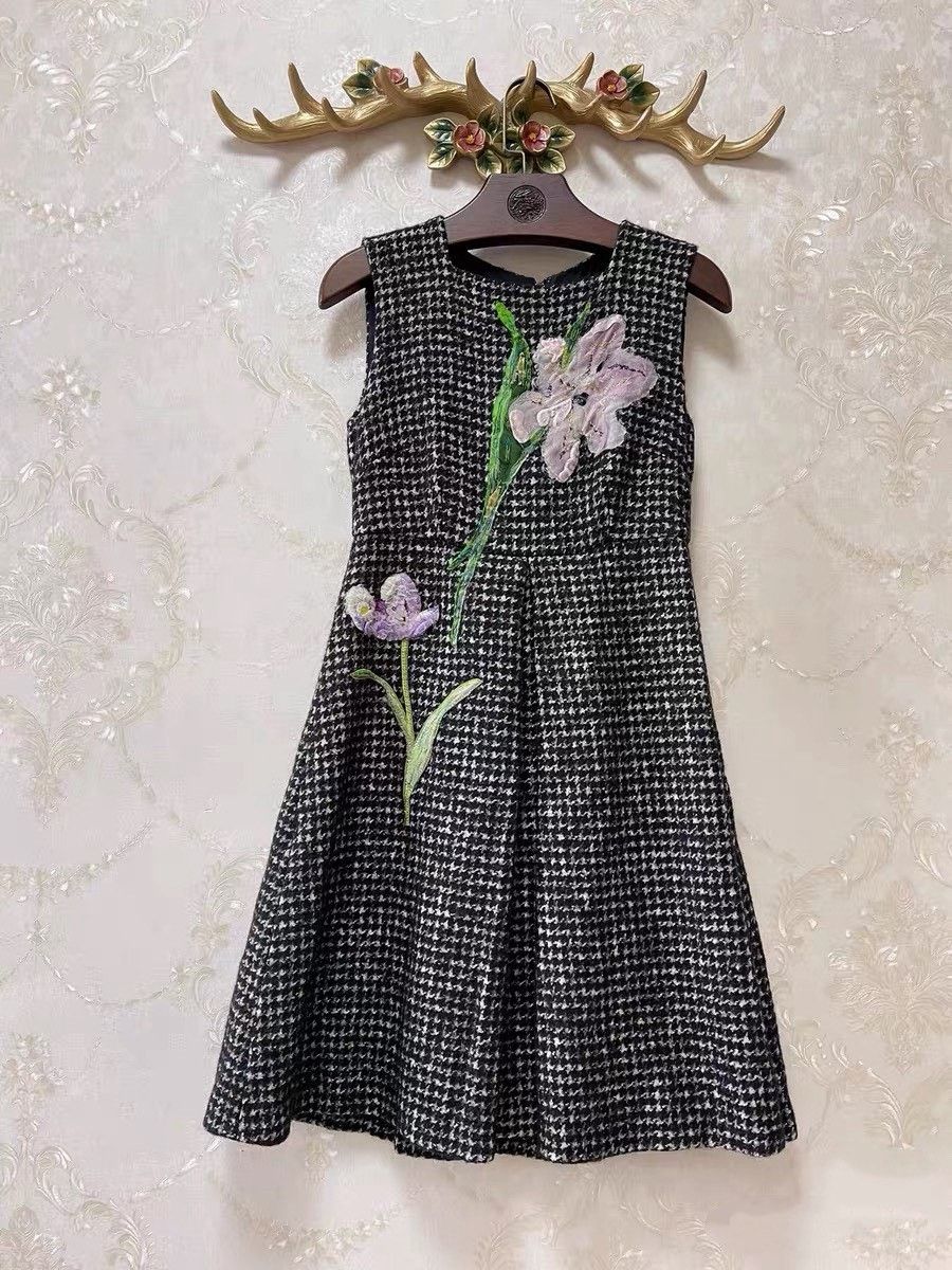Dolce & Gabbana DG Runway Houndstooth Wool Dress Size XS / US 0-2 / IT 36-38 - 1 Thumbnail