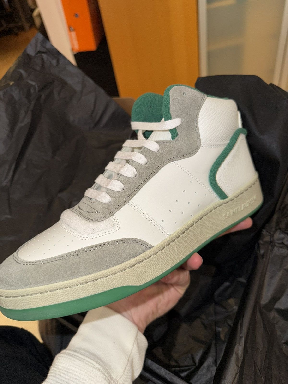 Saint Laurent Paris 🔥 Saint Laurent SL/80 Mid SneakerOff White Green Sz 42 🔥 Size US 9 / EU 42 - 10 Thumbnail
