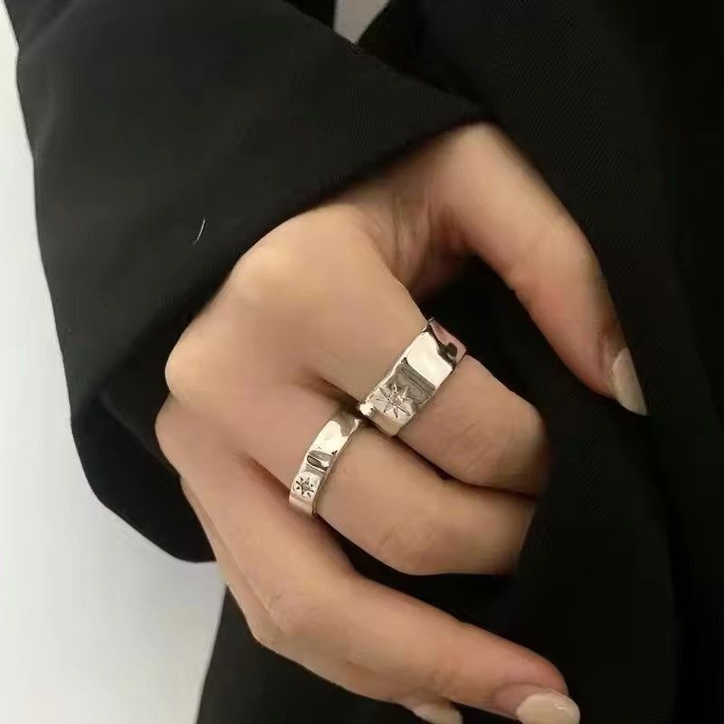 Other 2pcs Y2K Shiny Star Adjustable Ring Size ONE SIZE - 5 Thumbnail