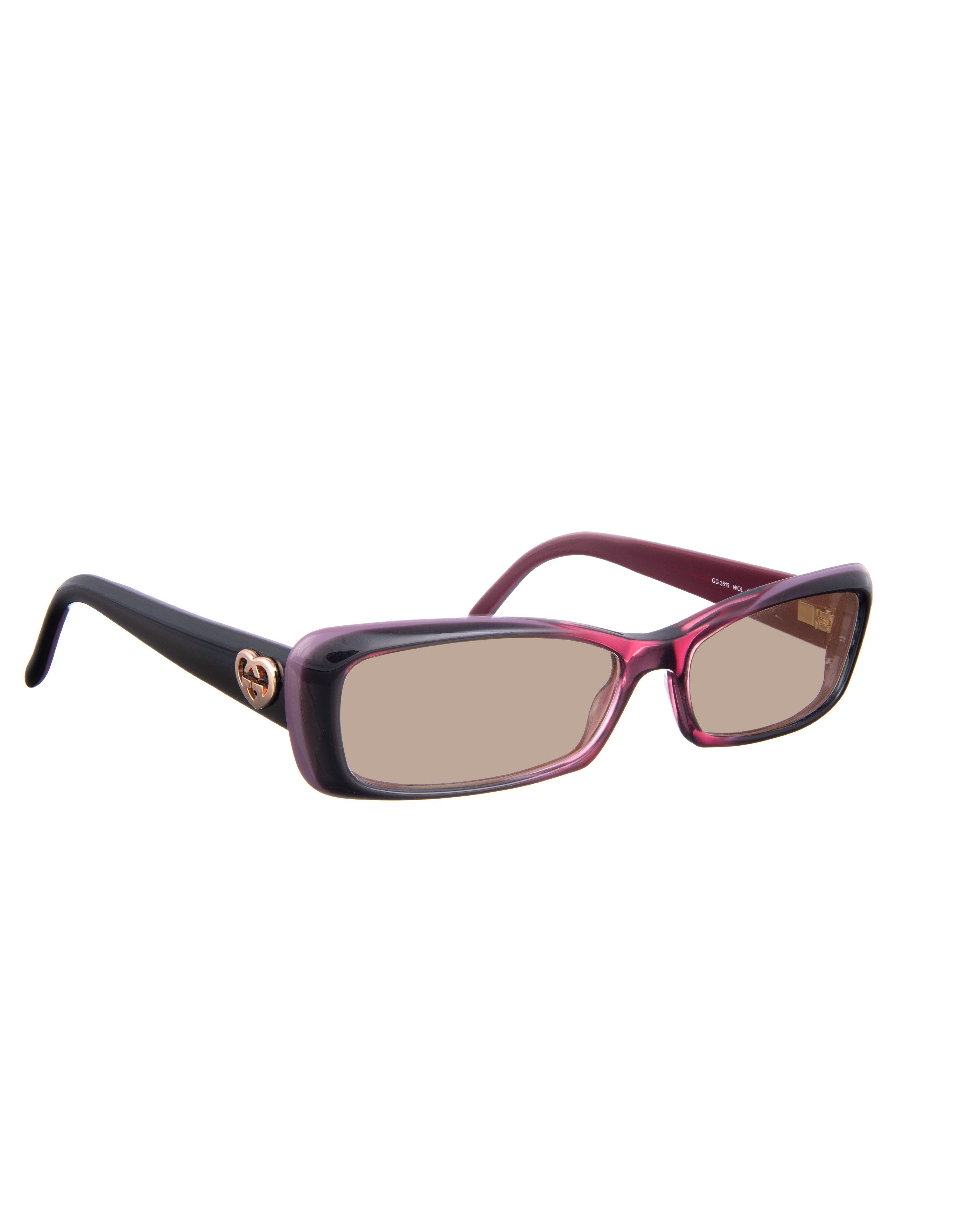 Gucci Gucci 00s Violet Burgundy Cat Eye Sunglasses With Heart Size ONE SIZE - 1 Thumbnail