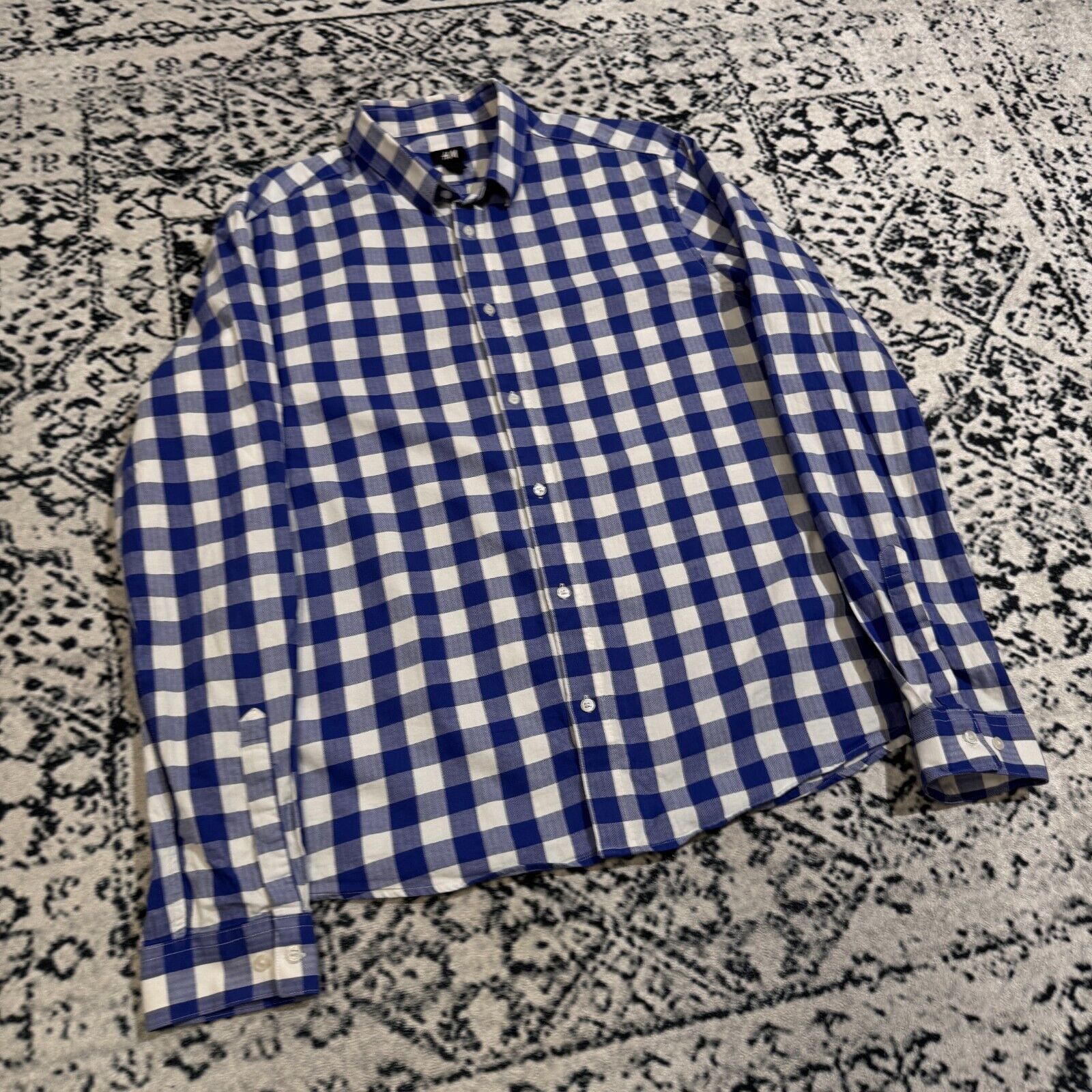 H&M × Vintage Vintage 90s H&M Unisex White Blue Cotton Shirt Size L Size US L / EU 52-54 / 3 - 7 Thumbnail