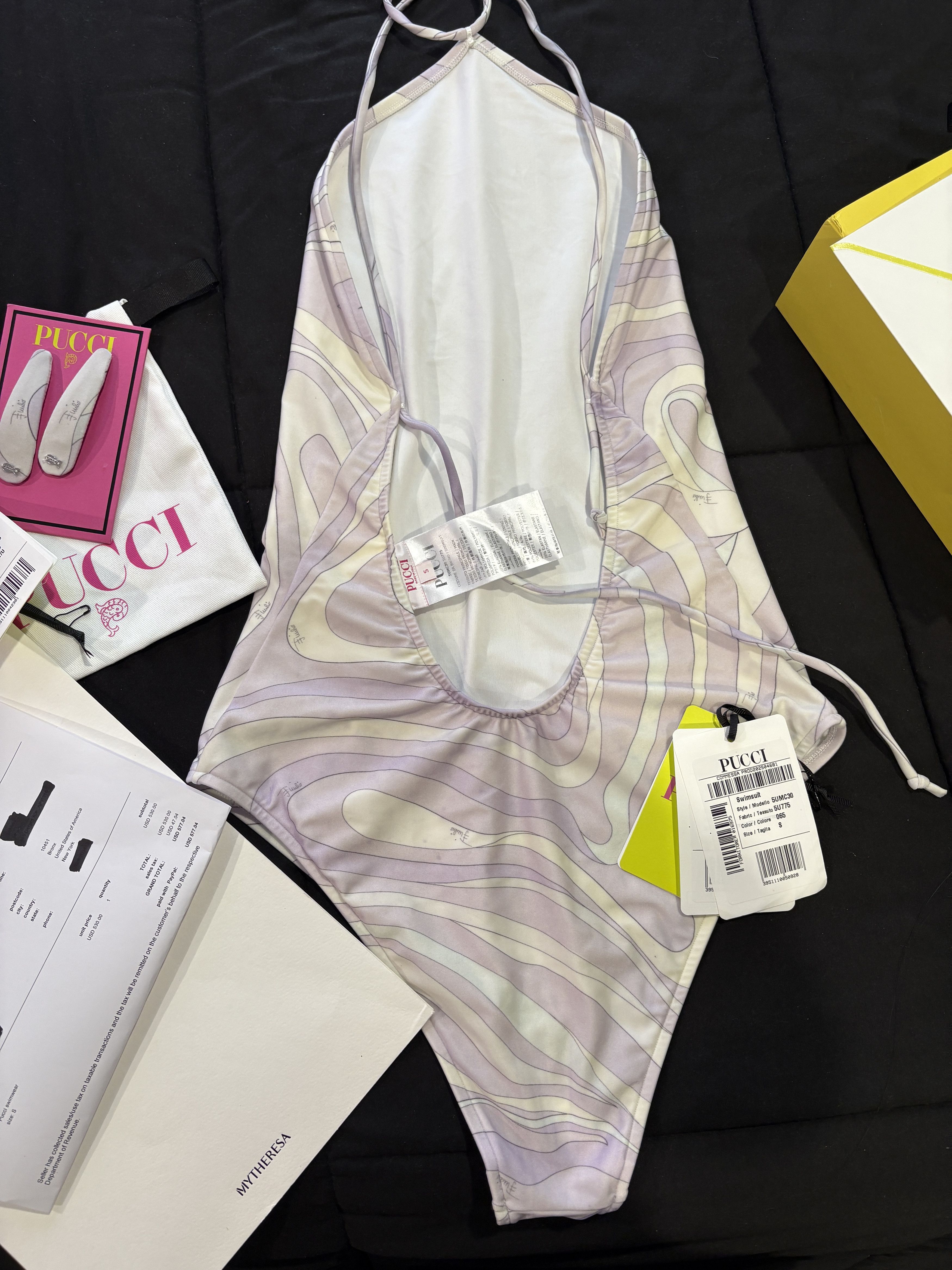 Emilio Pucci Emilio PUCCI Marmo Print Bathing Suit SMALL w/ Hair Clips Size S / US 4 / IT 40 - 9 Thumbnail