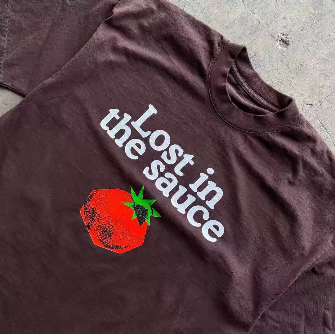 Vintage Brown casual retro tomato pattern cotton t-shirt Size US M / EU 48-50 / 2 - 2 Thumbnail