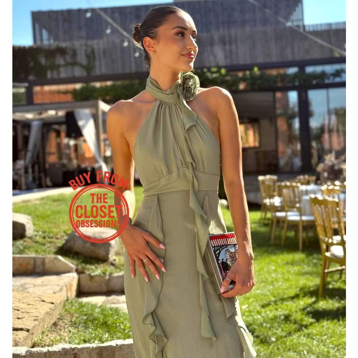 Zara ZARA Green Halter Midi Dress NWT Size M / US 6-8 / IT 42-44 - 8 Thumbnail