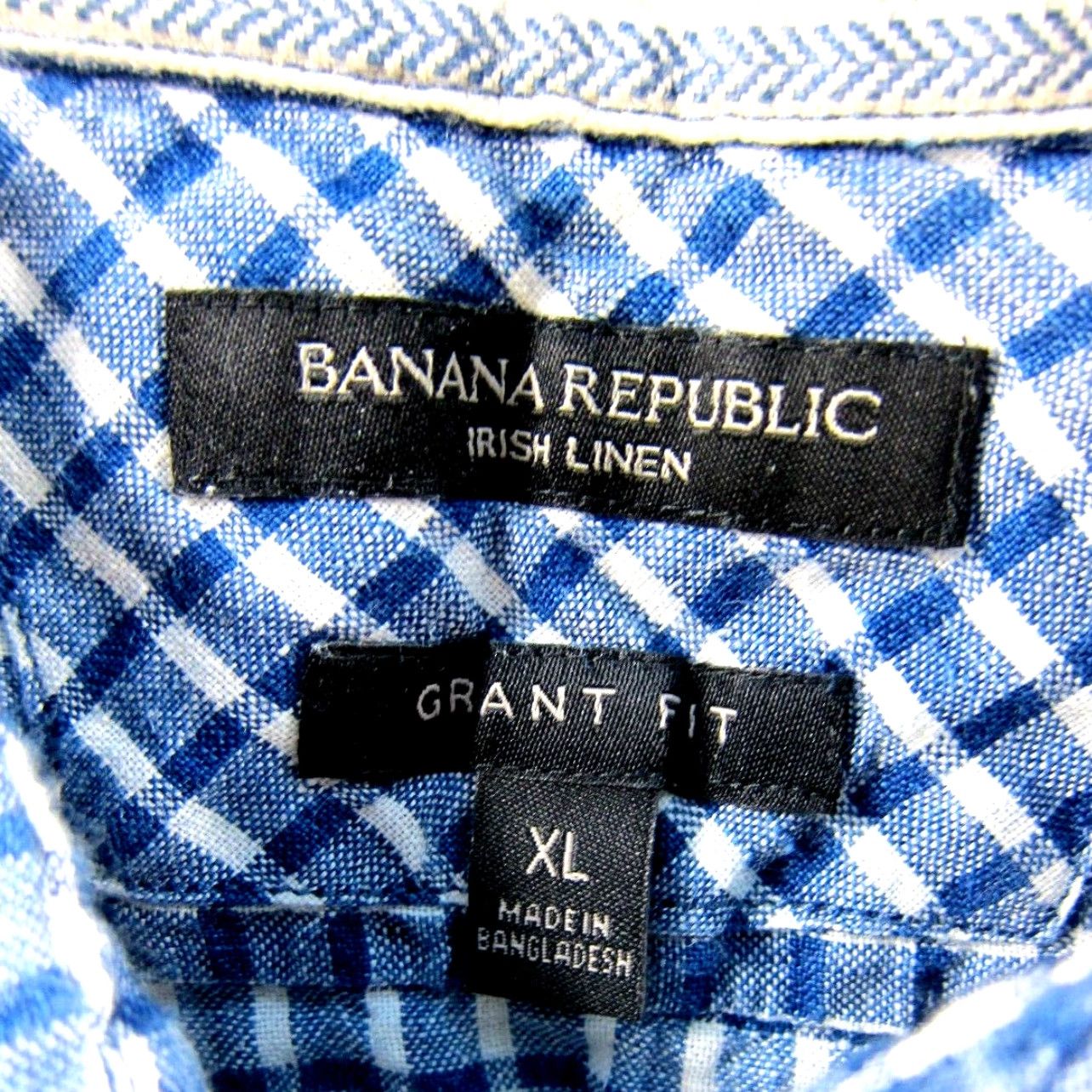 Banana Republic Banana Republic Blue Plaid 100% Linen Button Up Long Sleeve Grant Fit Shirt XL Size US XL / EU 56 / 4 - 3 Thumbnail