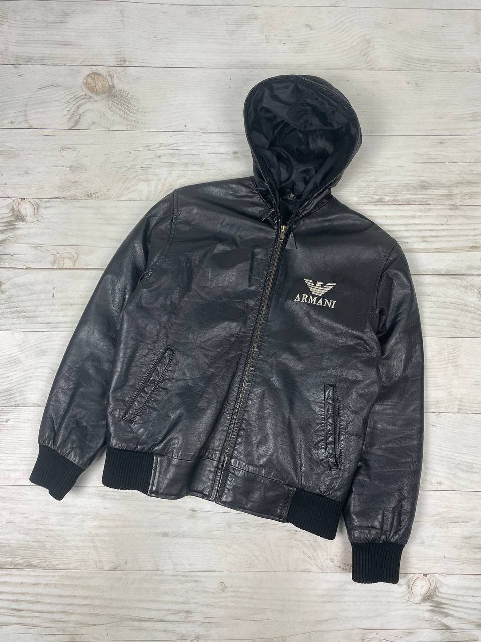 Emporio Armani Emporio Armani Leather Jacket Big Logo Size US M / EU 48-50 / 2 - 2 Thumbnail