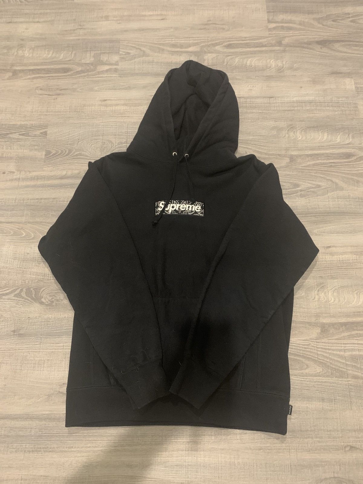 Supreme Supreme Bandana Box Logo Hoodie Light Blue Sz Medium USED