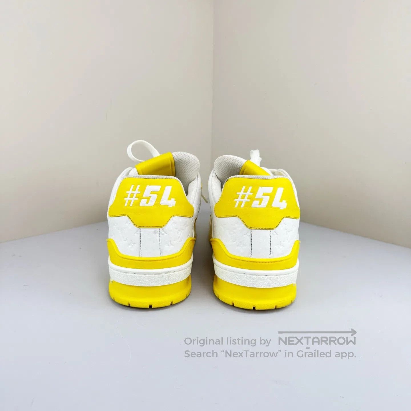 Louis Vuitton Louis Vuitton White and Yellow Embossed Trainer Sneakers| Size US 8 / EU 41 - 2 Thumbnail