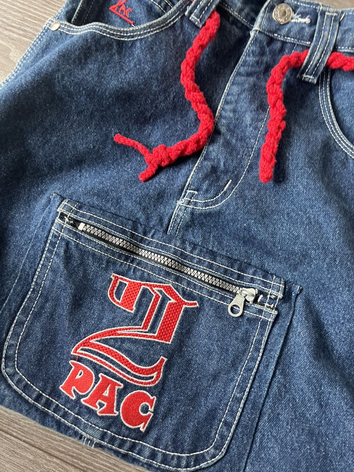 Affliction × Handmade ‼️Vintage Handmade Avant Garde 2Pac Denim Big Logo Sling Bag‼️ Size ONE SIZE - 16 Thumbnail