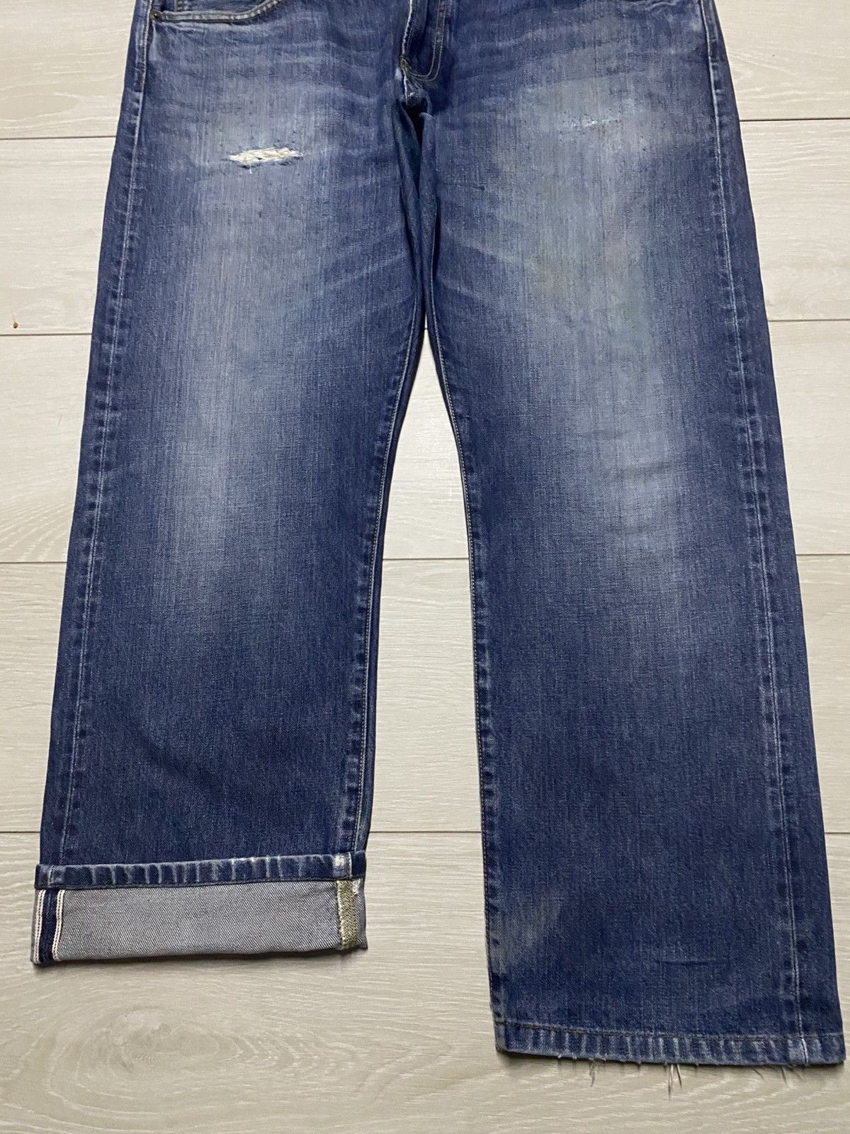 Uniqlo Vintage Japanese Uniqlo Selvedge Blue wash Distressed Jeans Size US 39 - 5 Thumbnail