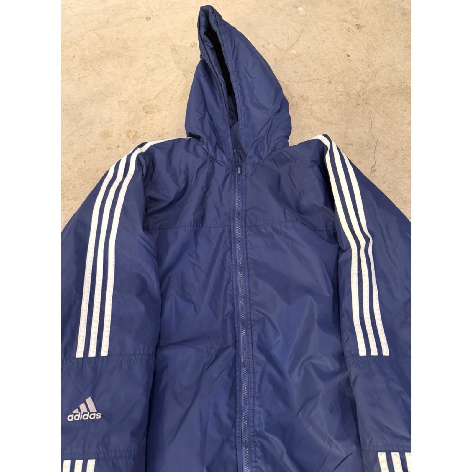 Adidas VINTAGE Adidas Blue Gray Full Zip Reversible Hooded Jacket Nylon Fleece 2XL Size US XXL / EU 58 / 5 - 4 Thumbnail
