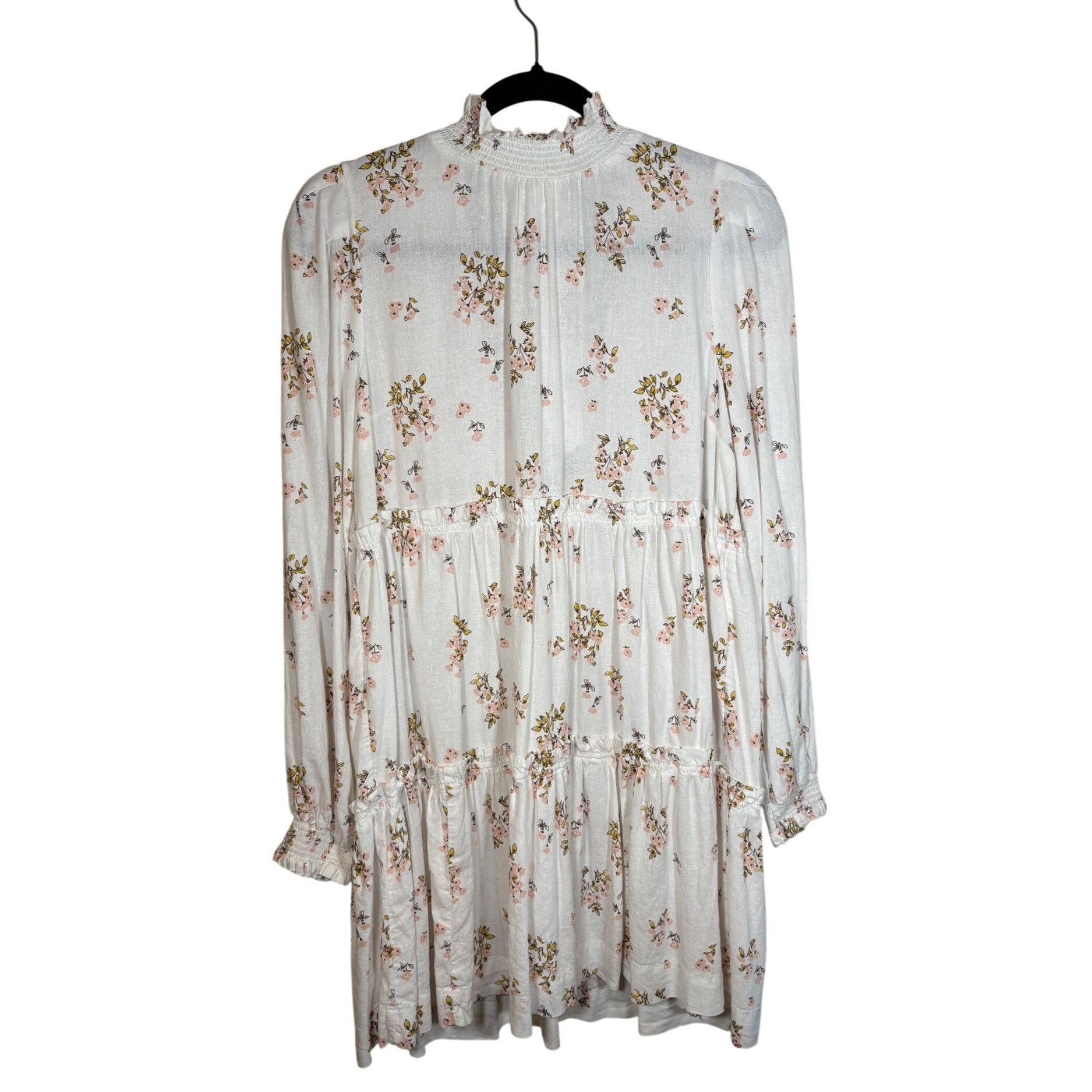 Free People Free People Women’s Mini Dress Ivory Floral Med High Neck Ti Size M / US 6-8 / IT 42-44 - 2 Thumbnail