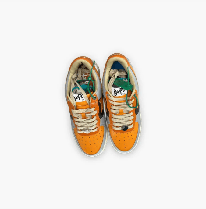 Bape A Bathing Ape Bapesta Low Orange Grey Sneakers Size US 8 / EU 41 - 5 Thumbnail