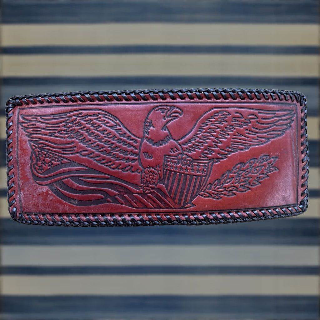 Vintage VINTAGE Eagle Leather Wallet Bifold Hand Tooled USA Made Cowby Western 9x4in Men Wallet Brown Leather USA Made Handcrafted Size ONE SIZE - 1 Thumbnail