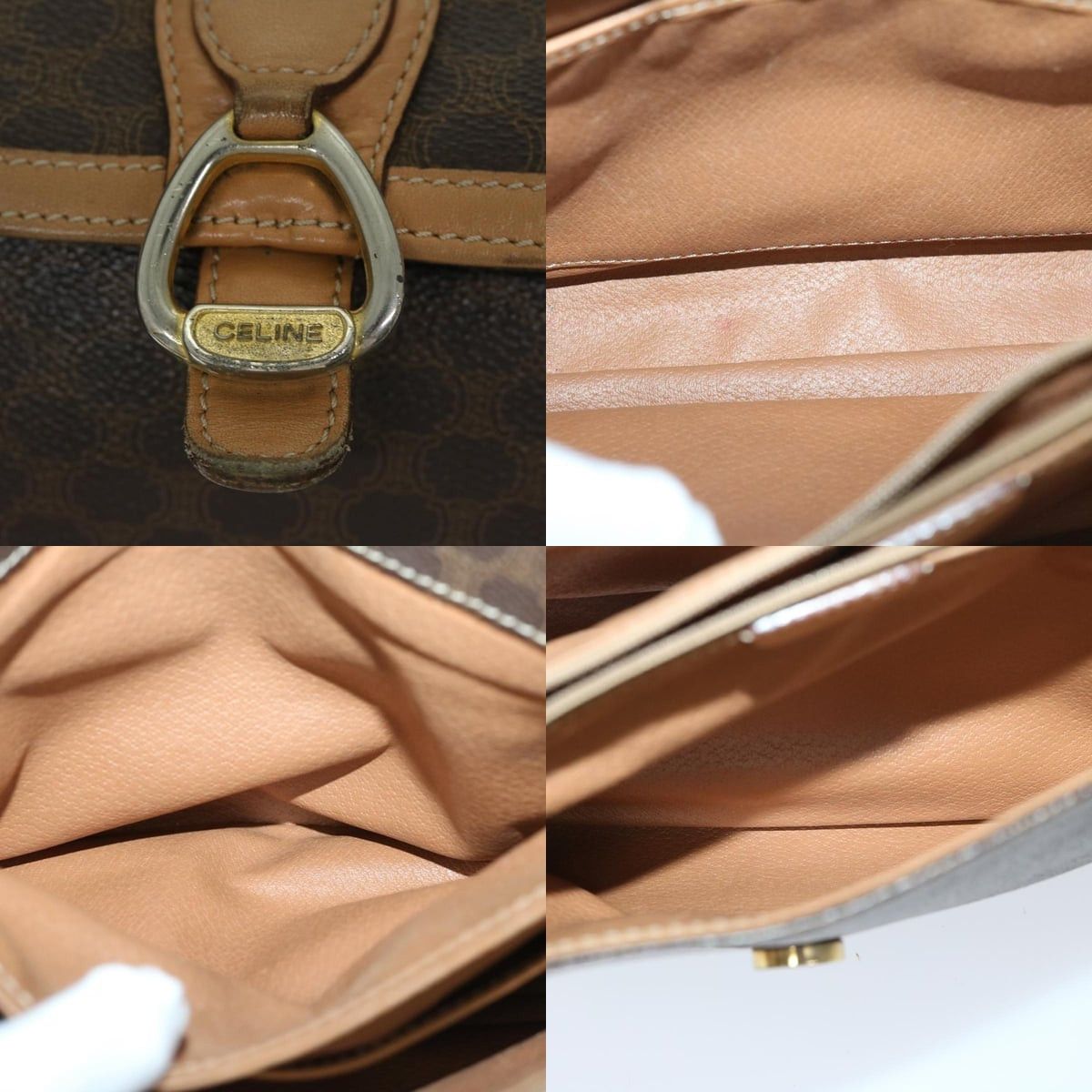 Celine CELINE Macadam Canvas Shoulder Bag Pvc Leather Brown Size ONE SIZE - 11 Thumbnail
