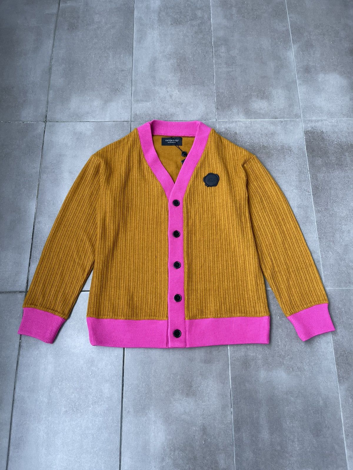 Viktor & Rolf !DS! FW22 Viktor & Rolf Logo Pink Brown Wool Cardigan Size US XL / EU 56 / 4 - 4 Thumbnail