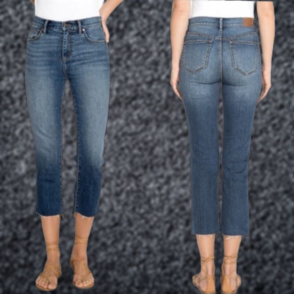 Johnny Was The Cropped Skinny Ankle Denim Jeans Raw Step Hem 28 Blue Denim Women's Regular Jeans Slim