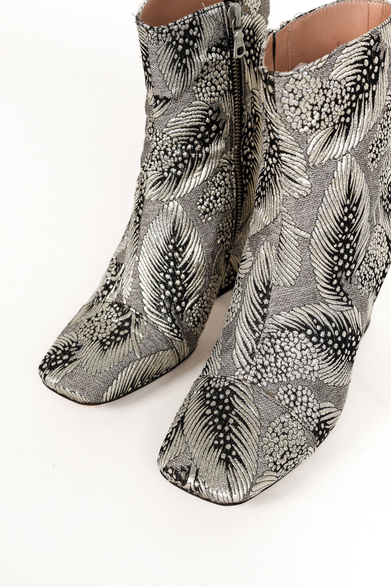 Dries Van Noten Dries Van Noten SS/18 Runway Silver Jacquard Ankle Boots Size US 6.5 / IT 36.5 - 6 Thumbnail