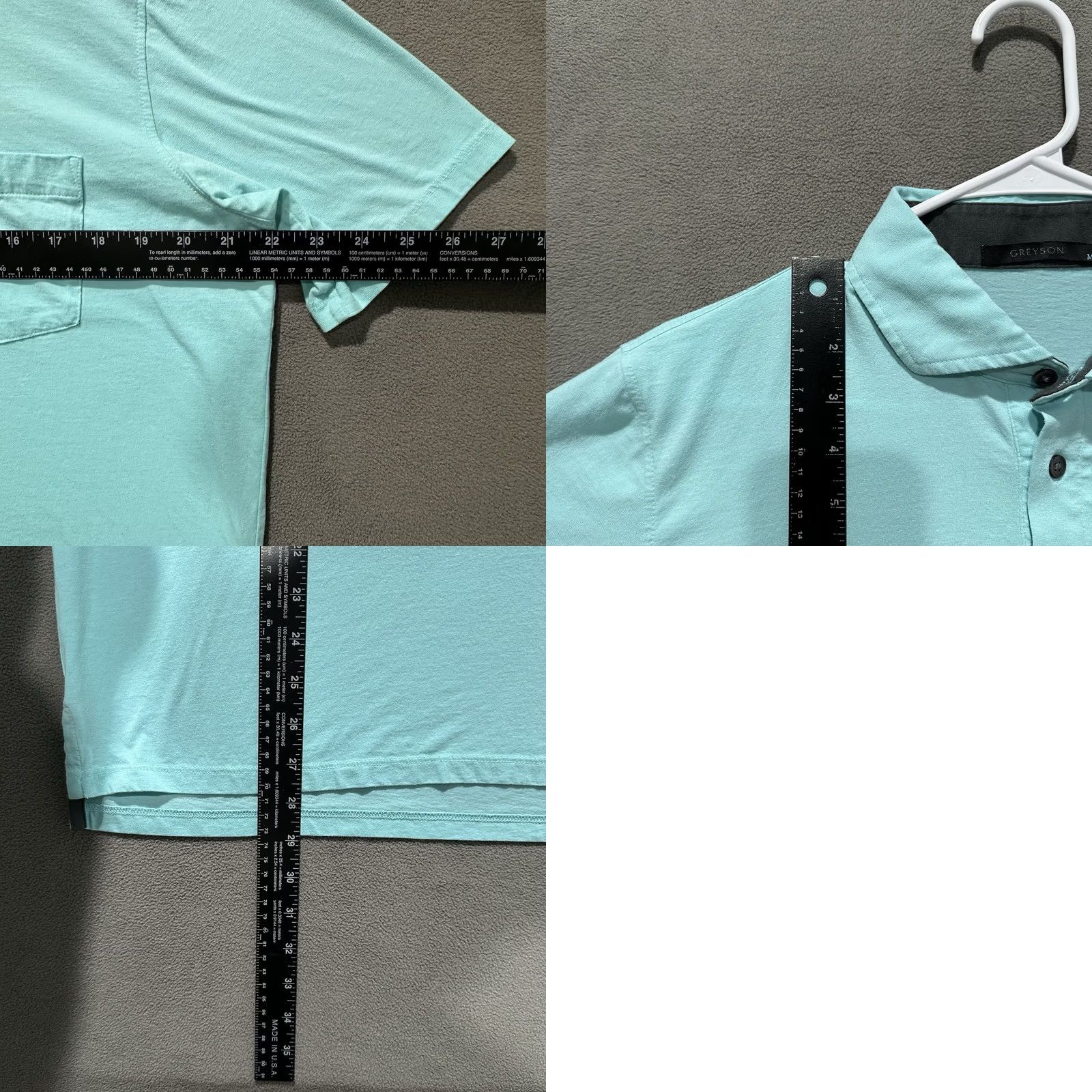 Vintage Greyson Golf Polo Shirt Mens Medium Cattail Green/Teal Performance Spirit GUC Size US M / EU 48-50 / 2 - 8 Thumbnail