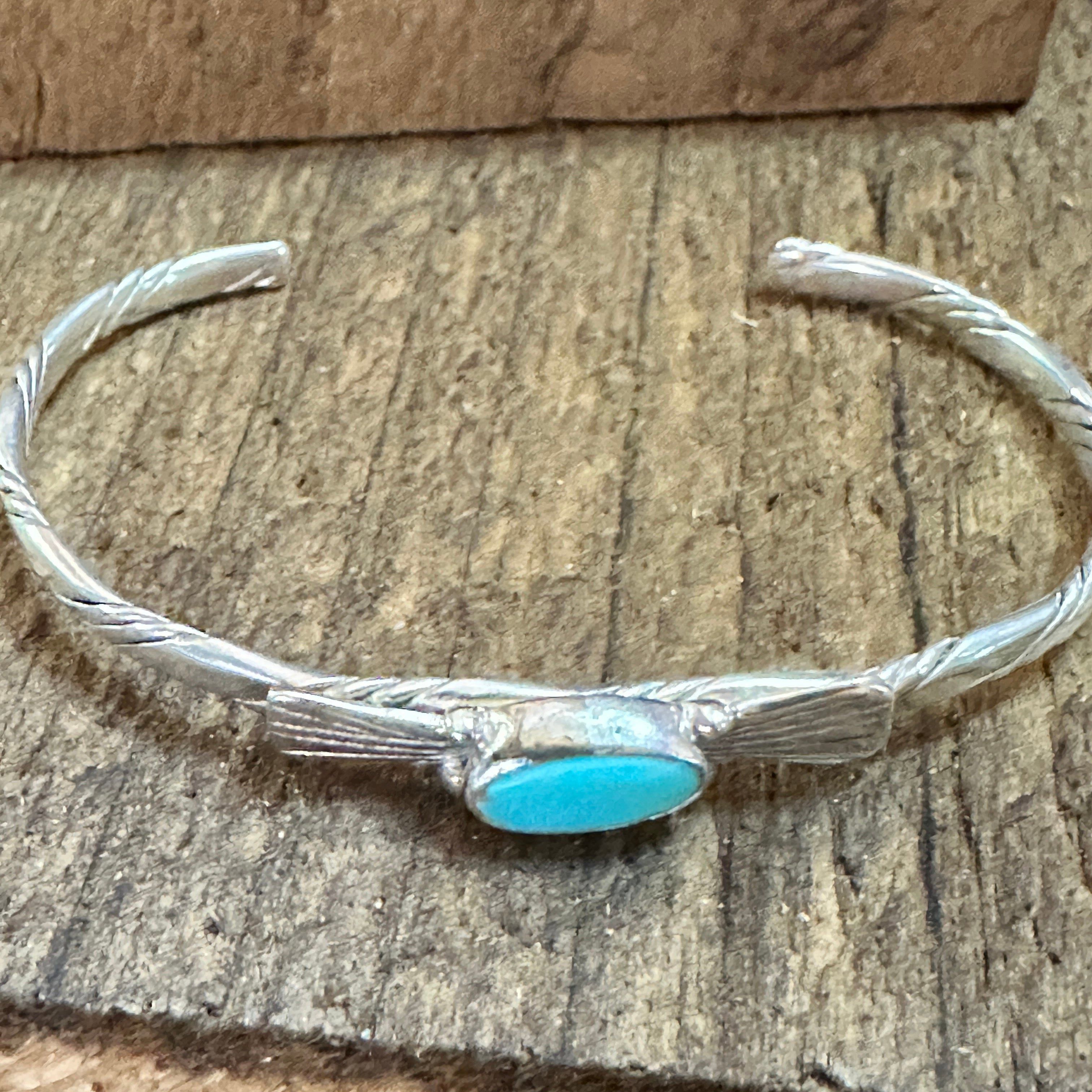 Other Navajo Sterling Silver & Kingman Turquoise Cuff Bracelet, St Size ONE SIZE - 5 Thumbnail