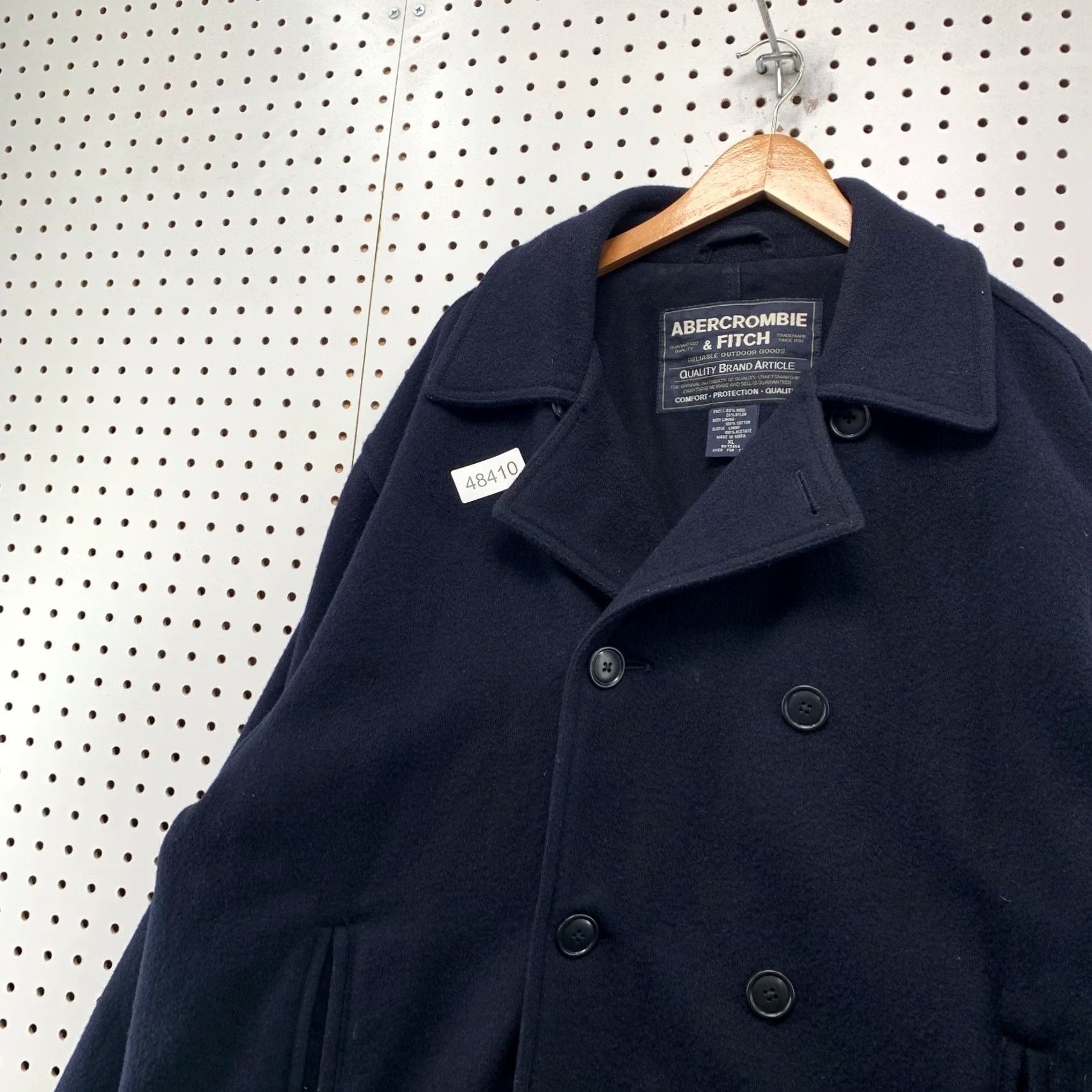 Abercrombie & Fitch Abercrombie & Fitch Wool Peacoat Men L Navy Blue Thick Heavy Double Breasted Vintage Regular Coat Size US L / EU 52-54 / 3 - 6 Thumbnail