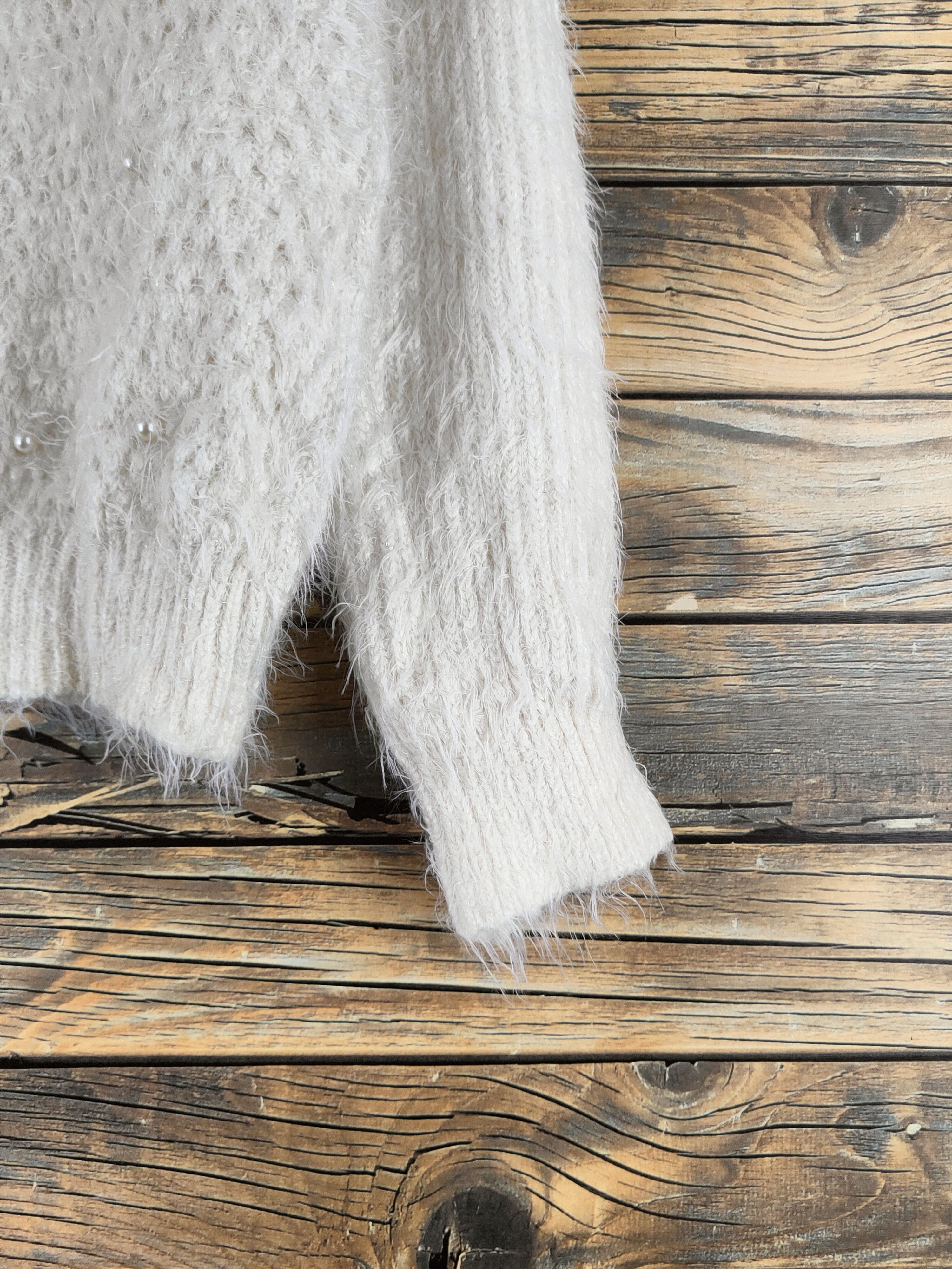 Japanese Brand DL Ingni Cream Fur Mohair Knitwear #46-541 Size M / US 6-8 / IT 42-44 - 6 Thumbnail
