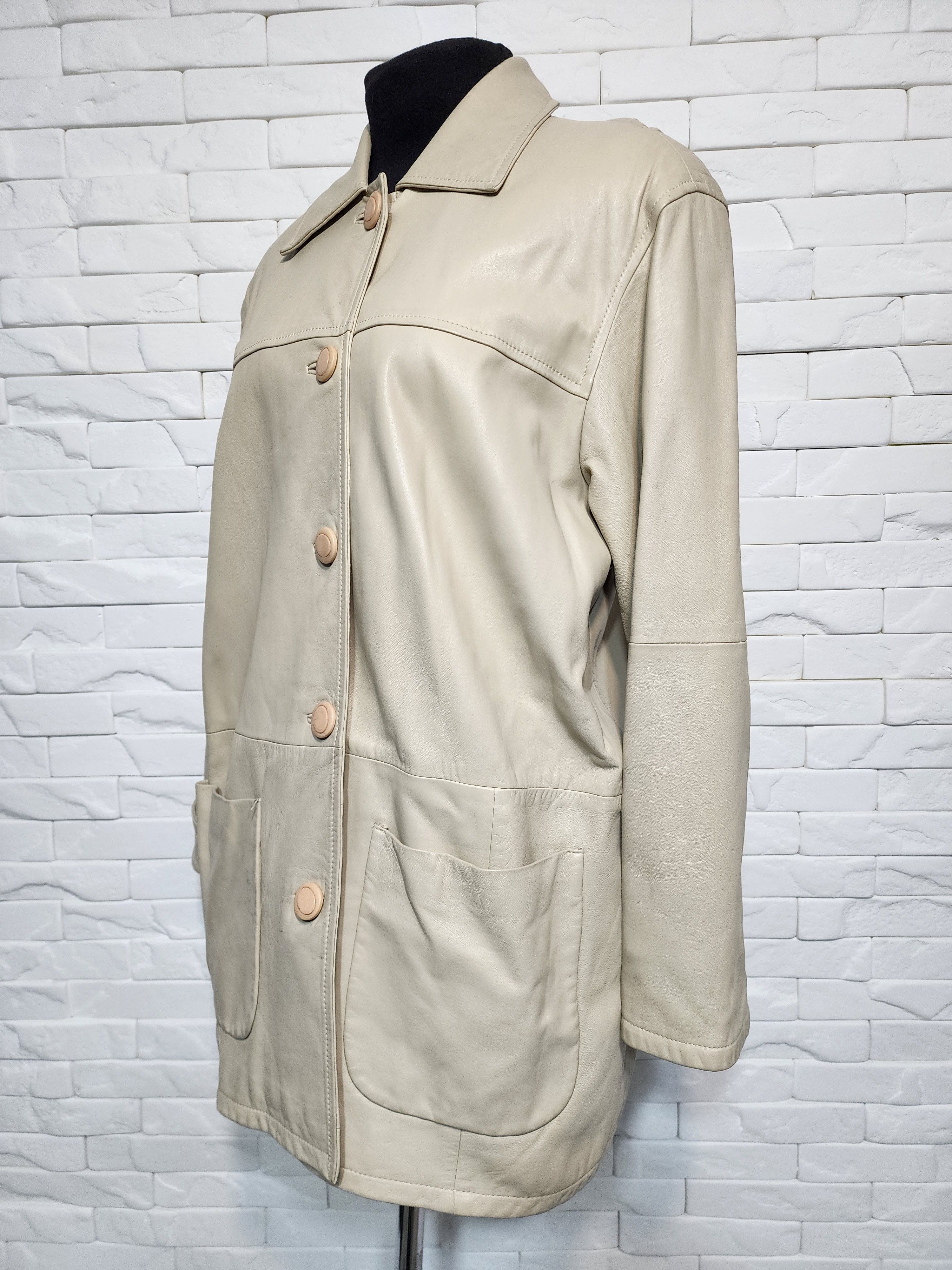 Genuine Leather Beige Leather Jacket: Women's Genuine Leather Blazer Size XL / US 12-14 / IT 48-50 - 2 Thumbnail