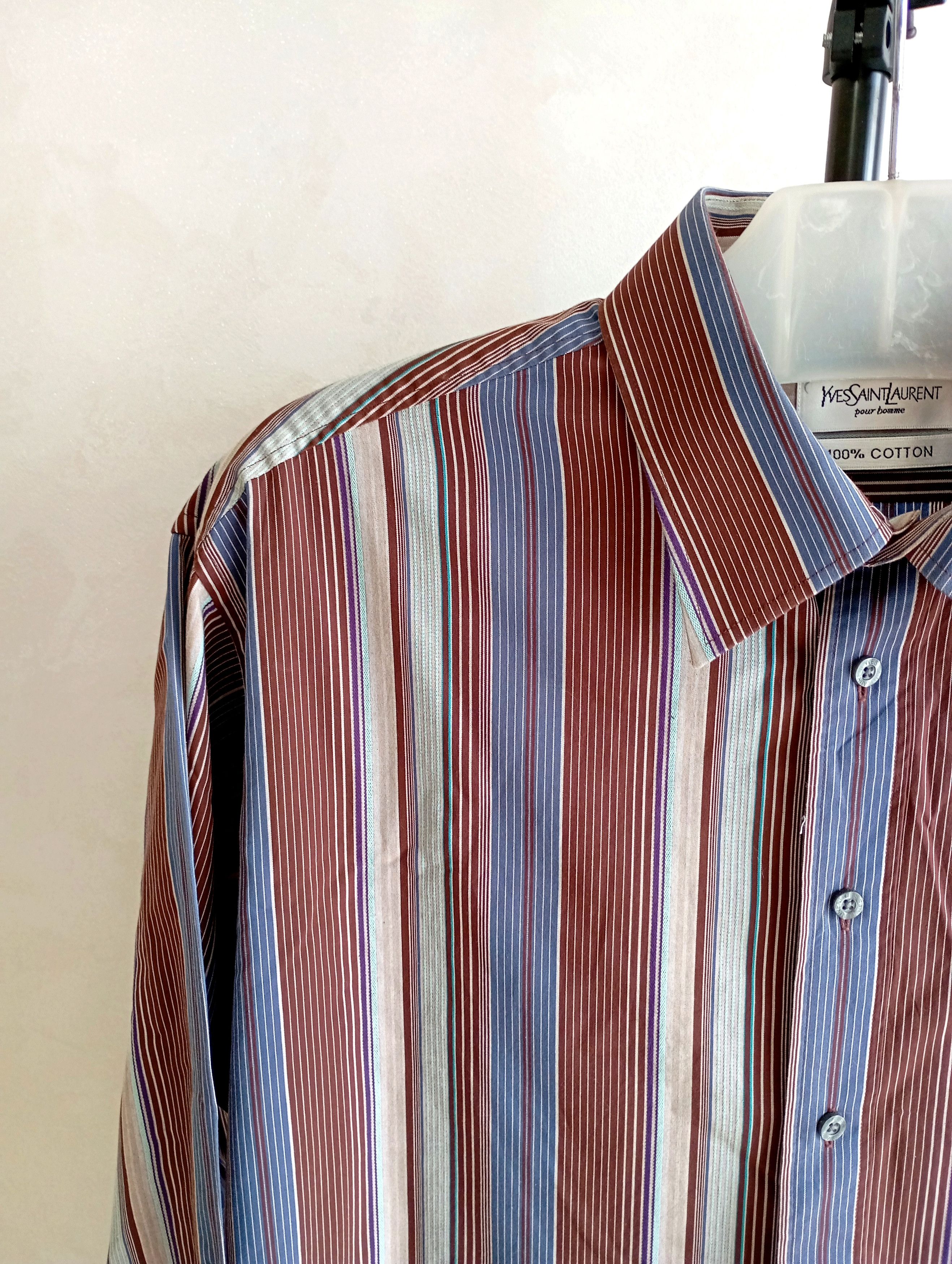 Vintage × Yves Saint Laurent Vintage Yves Saint Laurent Pour Homme Shirt 90s Designer Size US XL / EU 56 / 4 - 4 Thumbnail