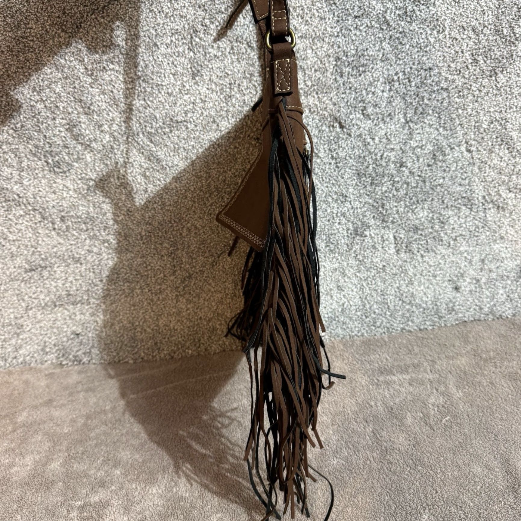 Vintage Fringe Crossbody Bag Women Boho Western Southwestern Faux Suede Hippie Festival Crossbody Strap Adjustable Pockets Brown Beige 90s Western Theme Cato Size ONE SIZE - 6 Thumbnail