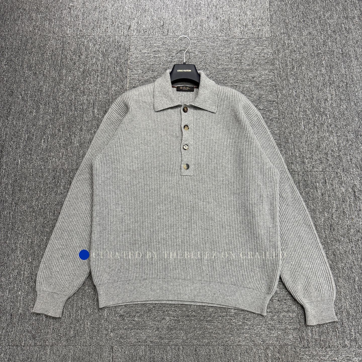 Loro Piana Gray Long Sleeve Button Collar Sweater Size US L / EU 52-54 / 3 - 1 Thumbnail