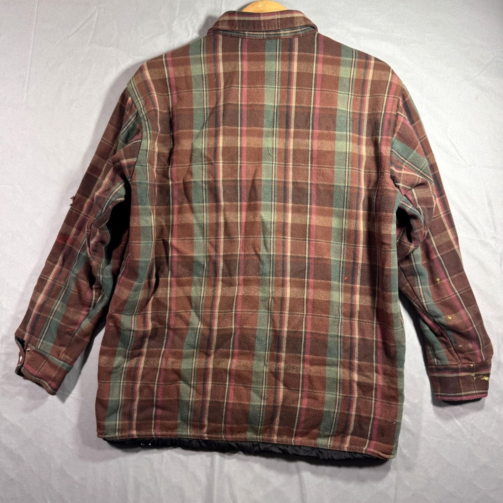 Vintage Five Brother Jacket Mens Large Brown Plaid Quilted Flannel Snap Front Workwear Size US L / EU 52-54 / 3 - 2 Thumbnail