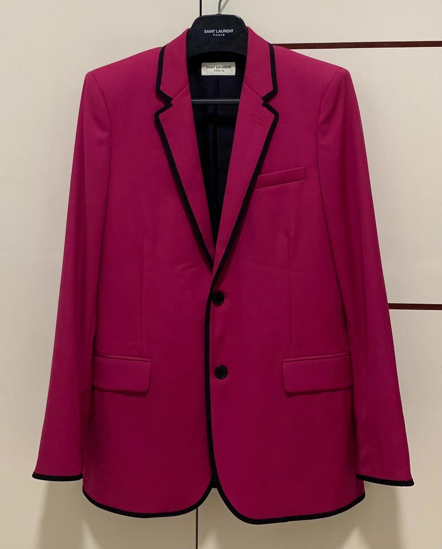 Saint Laurent Paris Pink Blazer with Black Trim Size US M / EU 48-50 / 2 - 1 Thumbnail