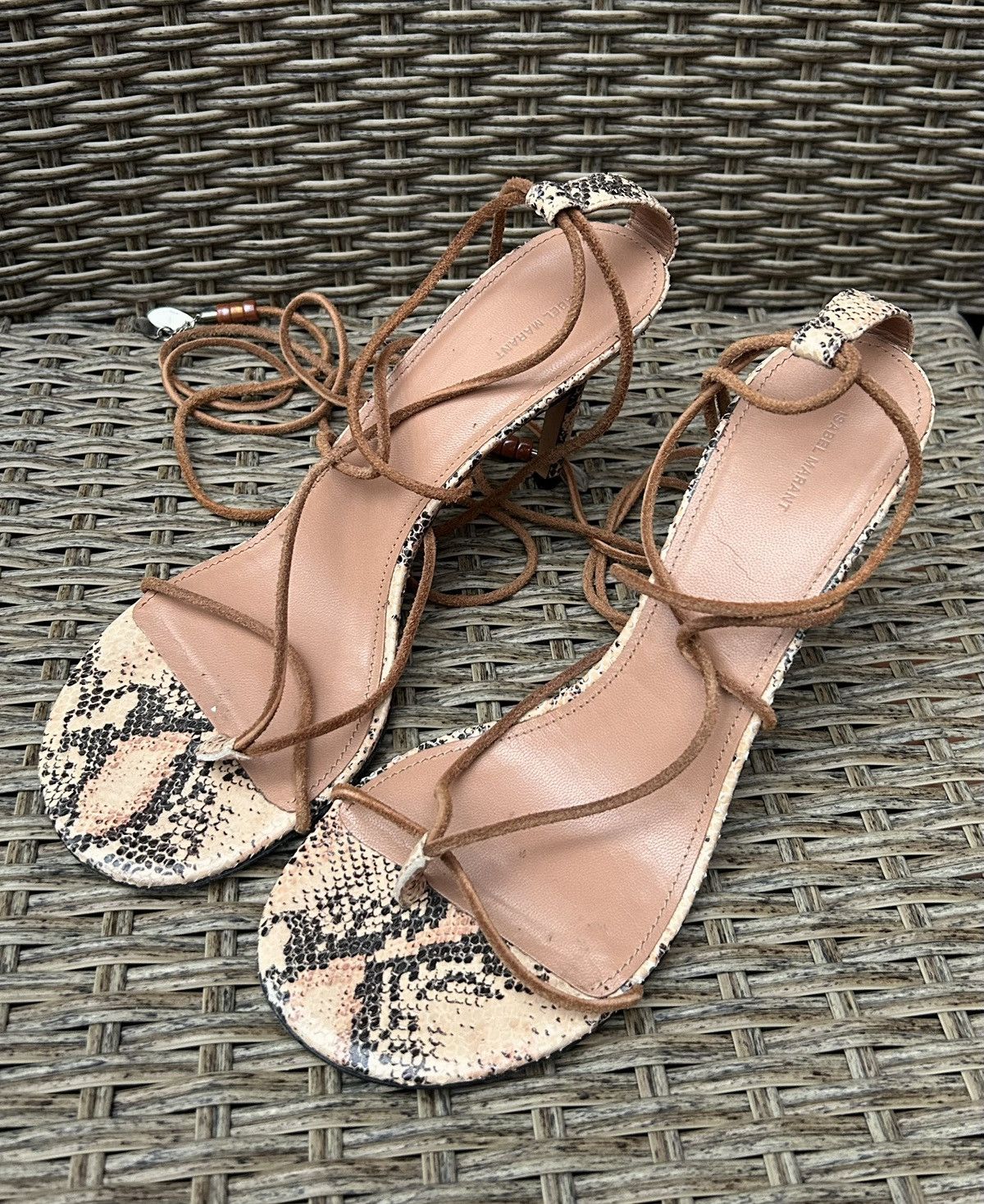 Isabel Marant Isabel Marant Adeia Snake Lace-Up Sandals Strappy Heels Size US 10 / IT 40 - 2 Thumbnail