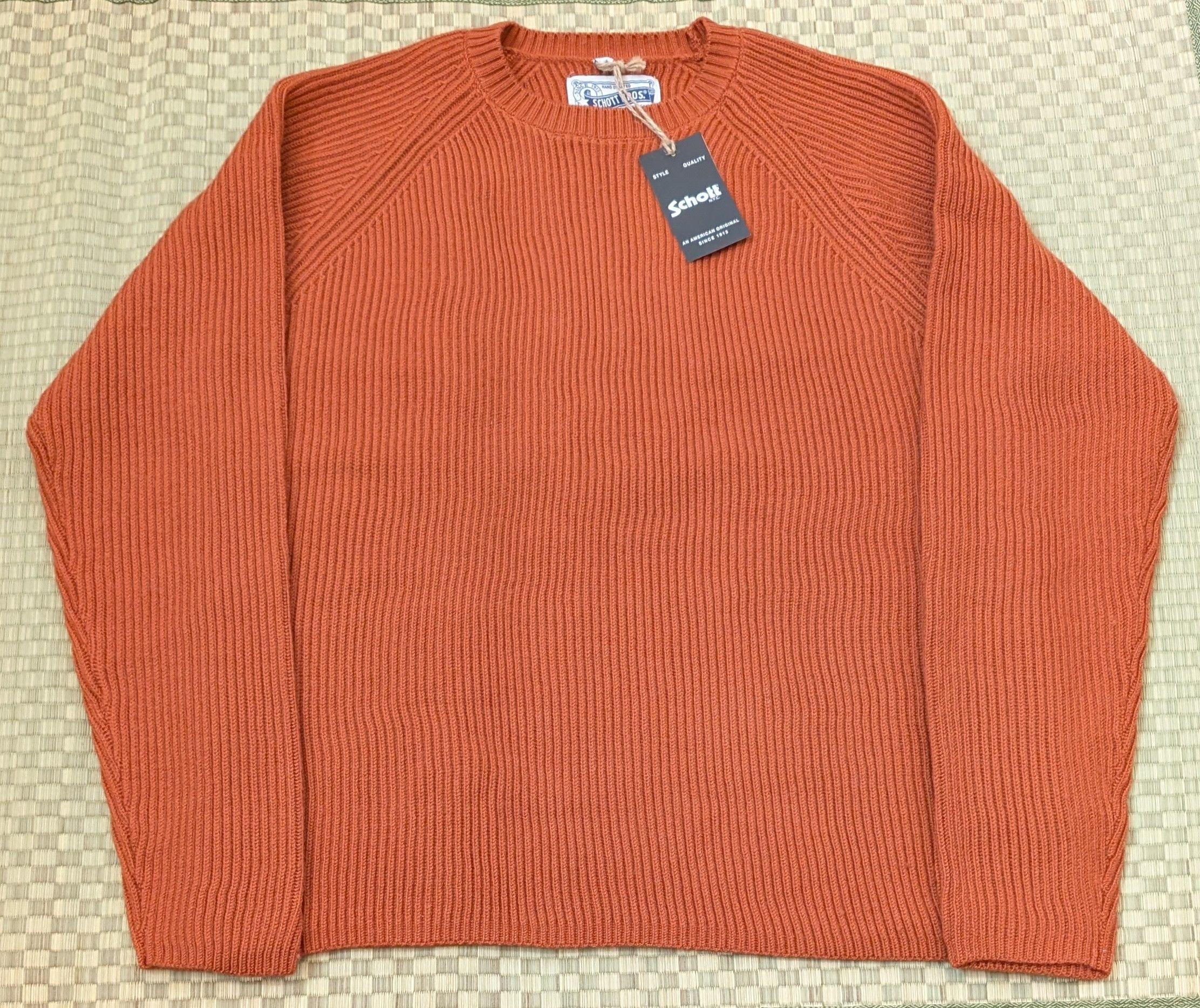 Schott NWT Schott Bros. 100% Merino Wool Ribbed Raglan Sweater $225 Size US XL / EU 56 / 4 - 1 Thumbnail