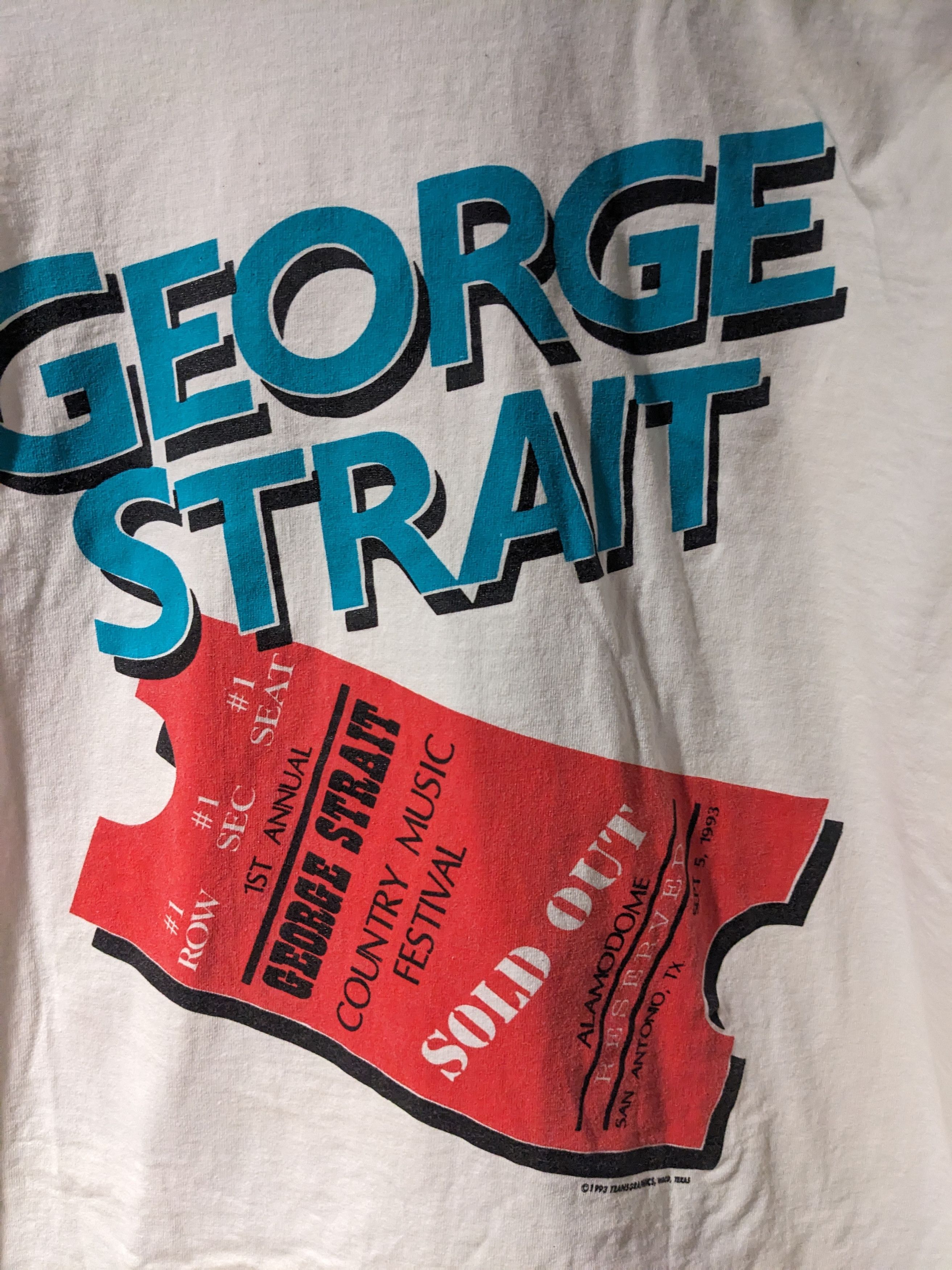 Vintage 1993 George Strait Country Music Festival T-Shirt