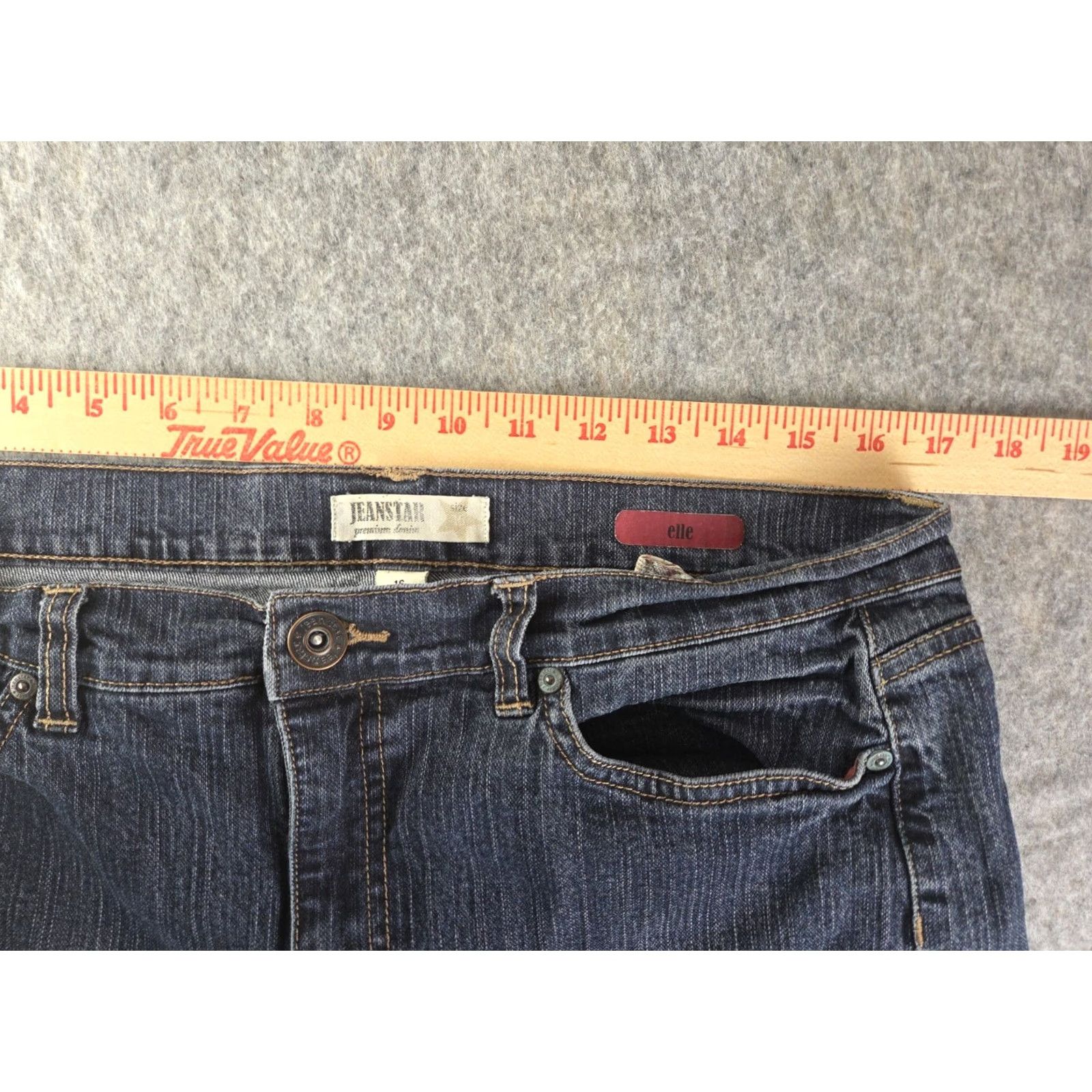 Vintage Jeanstar Jeans Women's Elle Flare Stretch High Rise Denim Jeans 16 Blue Regular Belt Loops 5-Pocket Style Flared Vintage: No, 21st Century? Size 38" / US 16 / IT 52 - 7 Thumbnail