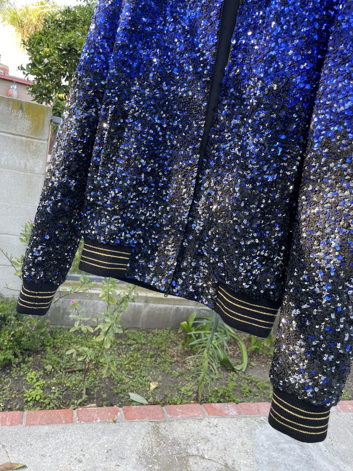Saint Laurent Paris Saint Laurent Paris Teddy Varsity Sequin Bomber Jacket Blue Size US XS / EU 42 / 0 - 8 Thumbnail