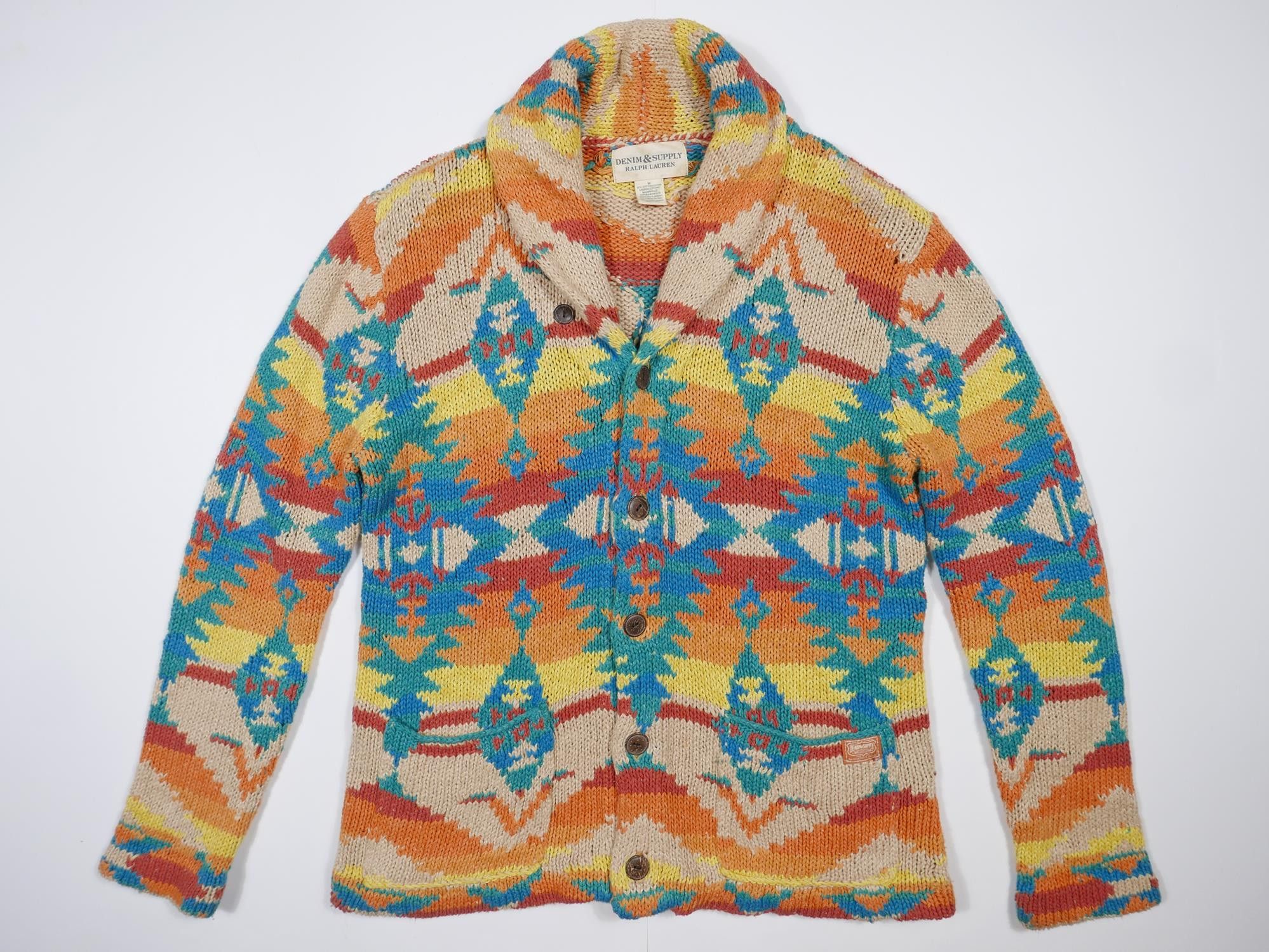 Ralph Lauren Denim Supply Cardigan Sweater Aztec Indian M